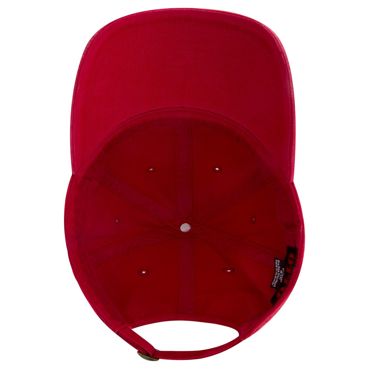 Inside View of 002 - Red OTTO CAP 6 Panel Low Profile Dad Hat