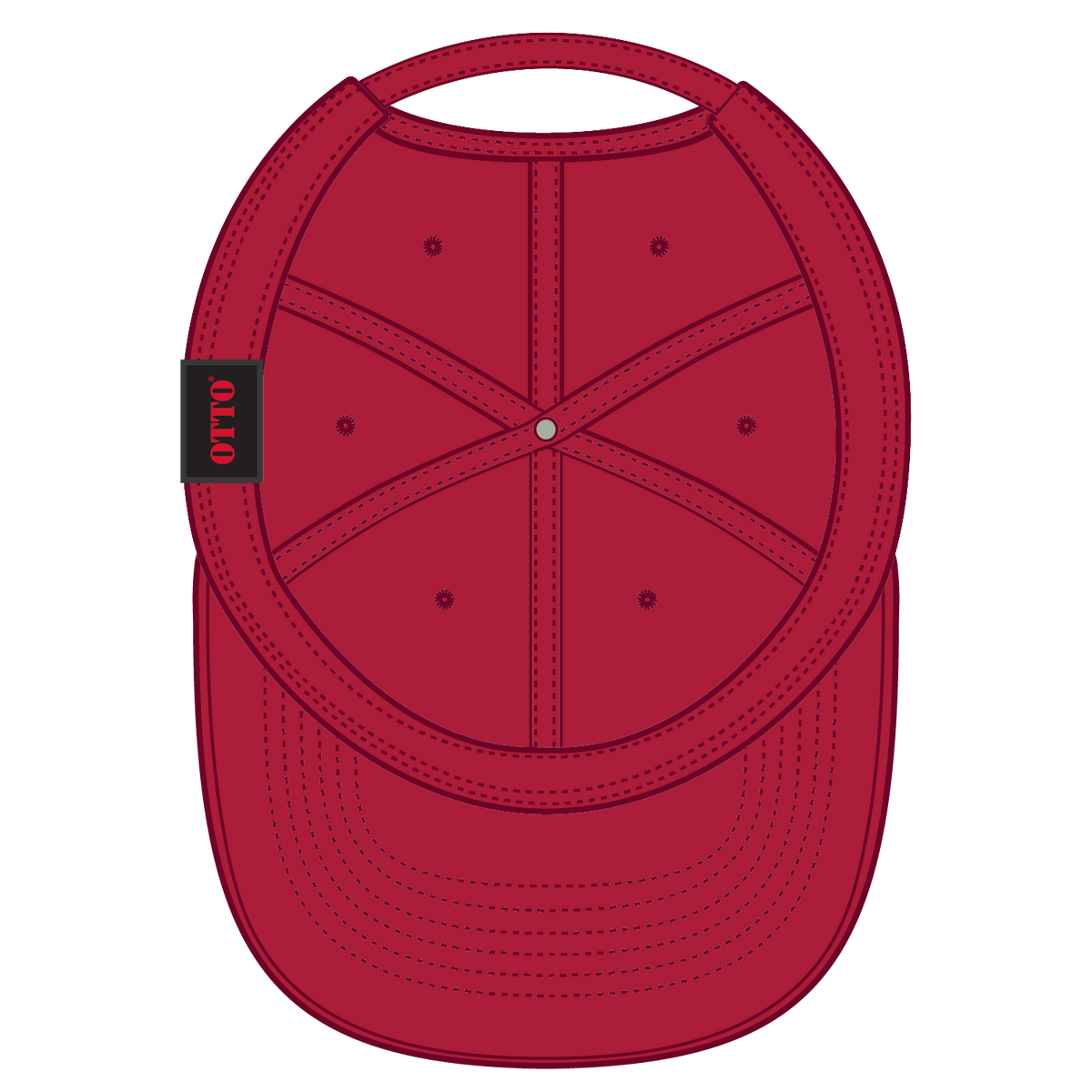 Inside View of 002 - Red OTTO CAP 6 Panel Low Profile Dad Hat