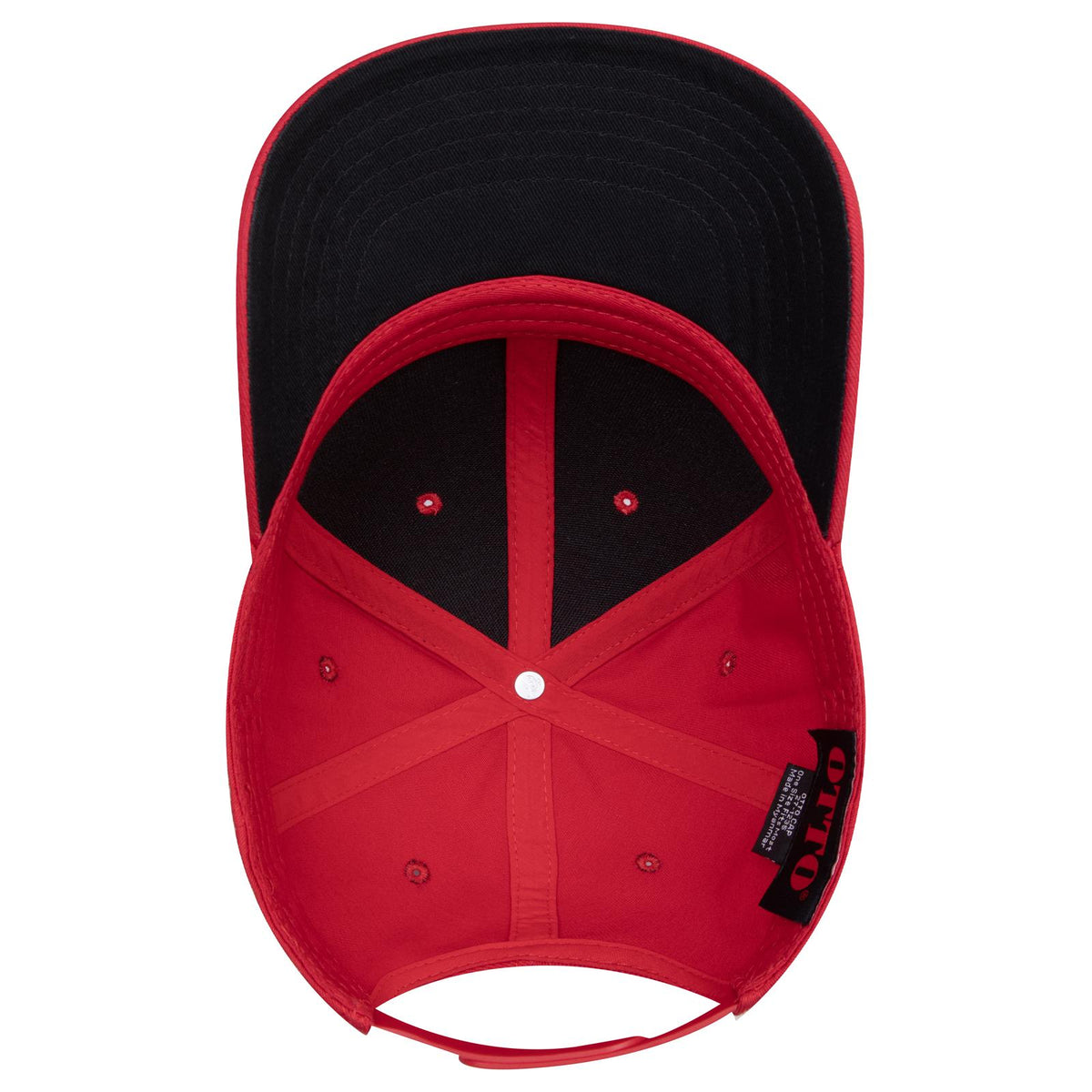 Inside View of 002 - Red OTTO CAP 6 Panel Mid Profile Baseball Cap