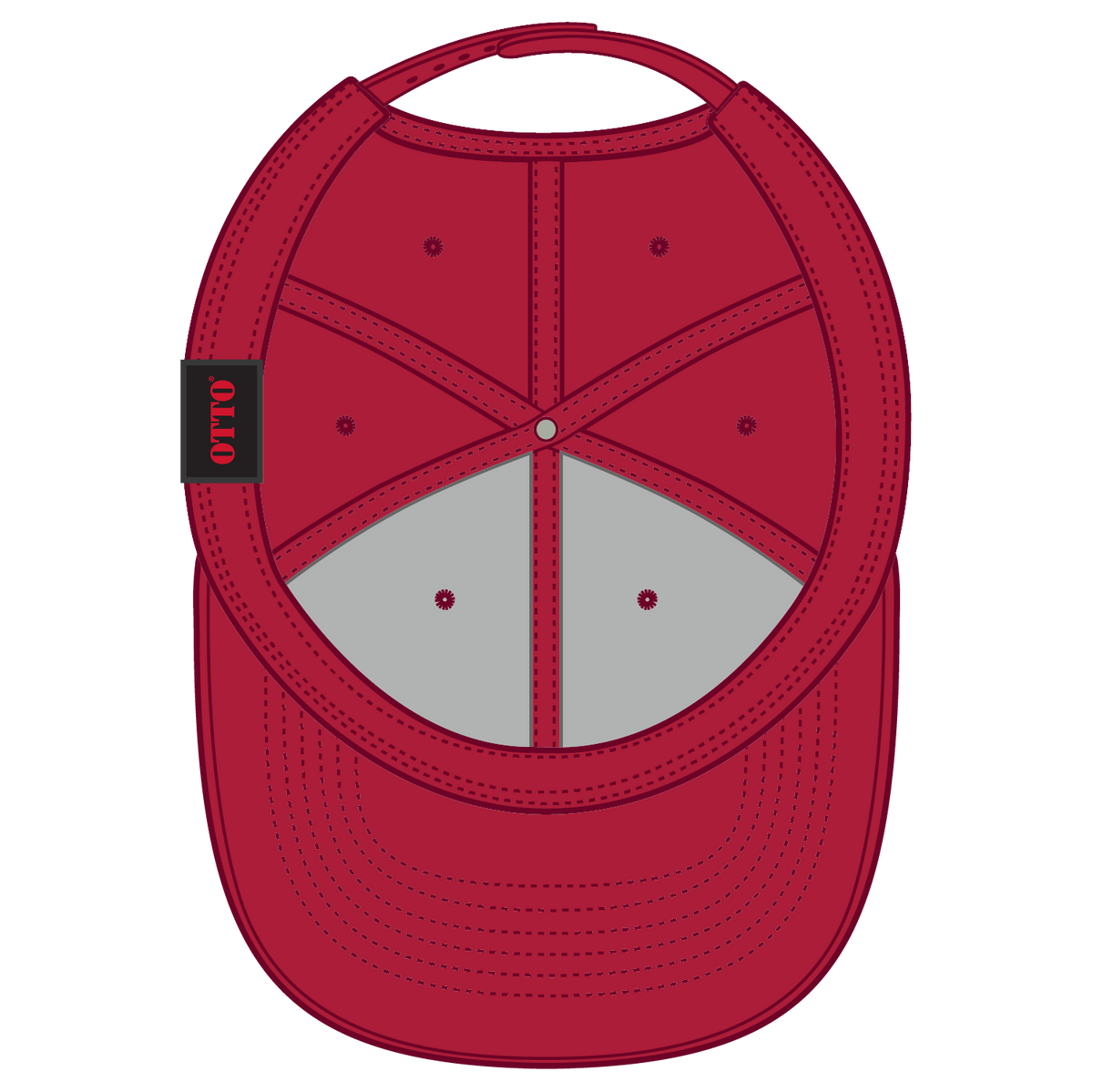 Inside View of 002 - Red OTTO CAP 6 Panel Mid Profile Baseball Cap