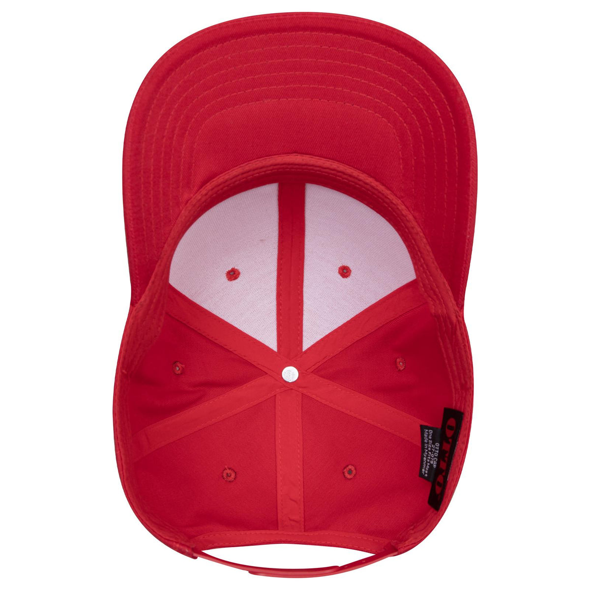 Inside View of 002 - Red OTTO CAP 6 Panel Mid Profile Baseball Cap