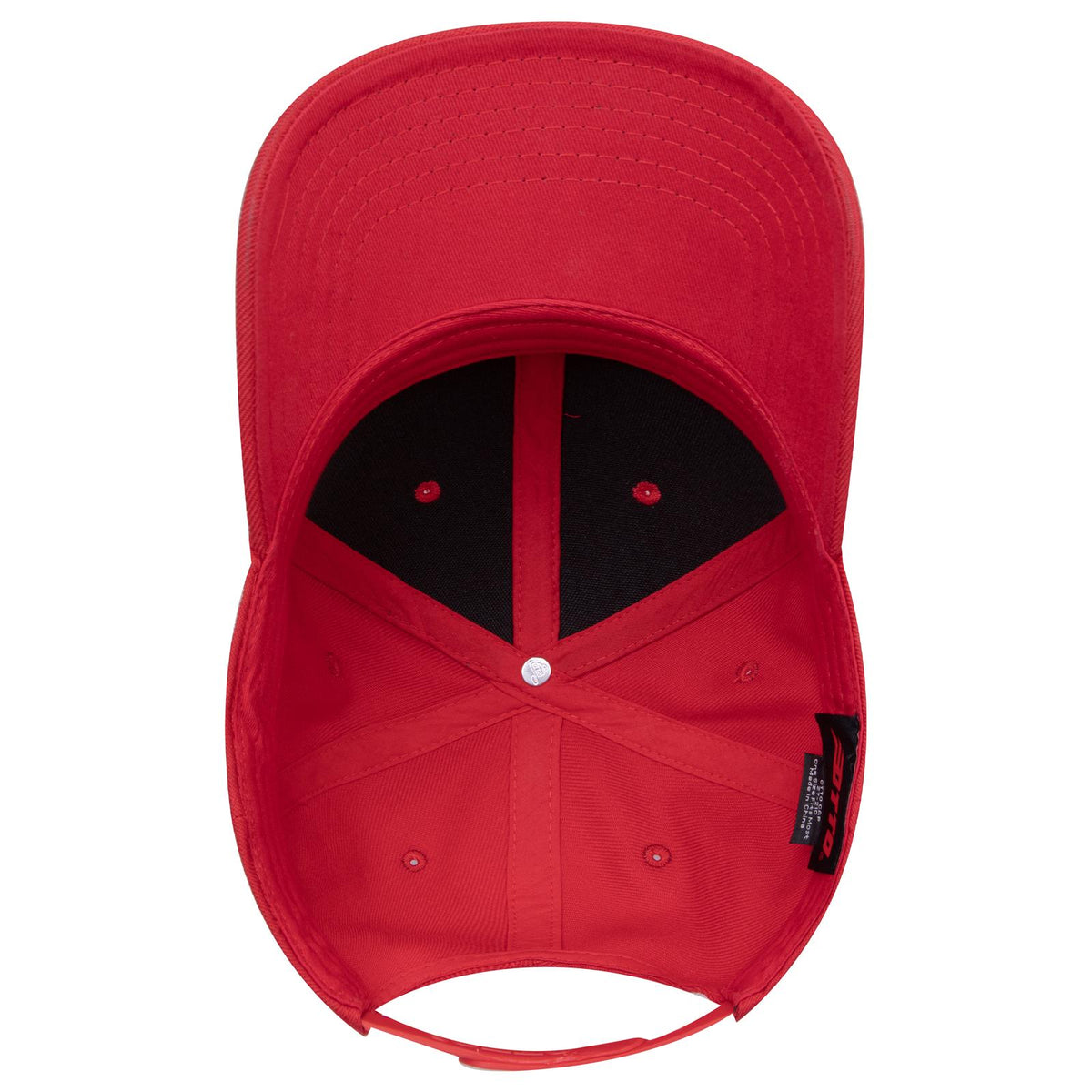 Inside View of 002 - Red OTTO CAP 6 Panel Mid Profile Baseball Cap