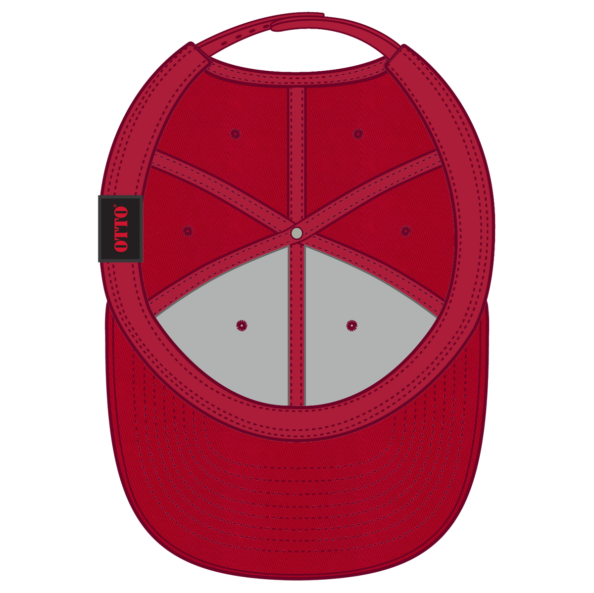 Inside View of 002 - Red OTTO CAP 6 Panel Mid Profile Baseball Cap