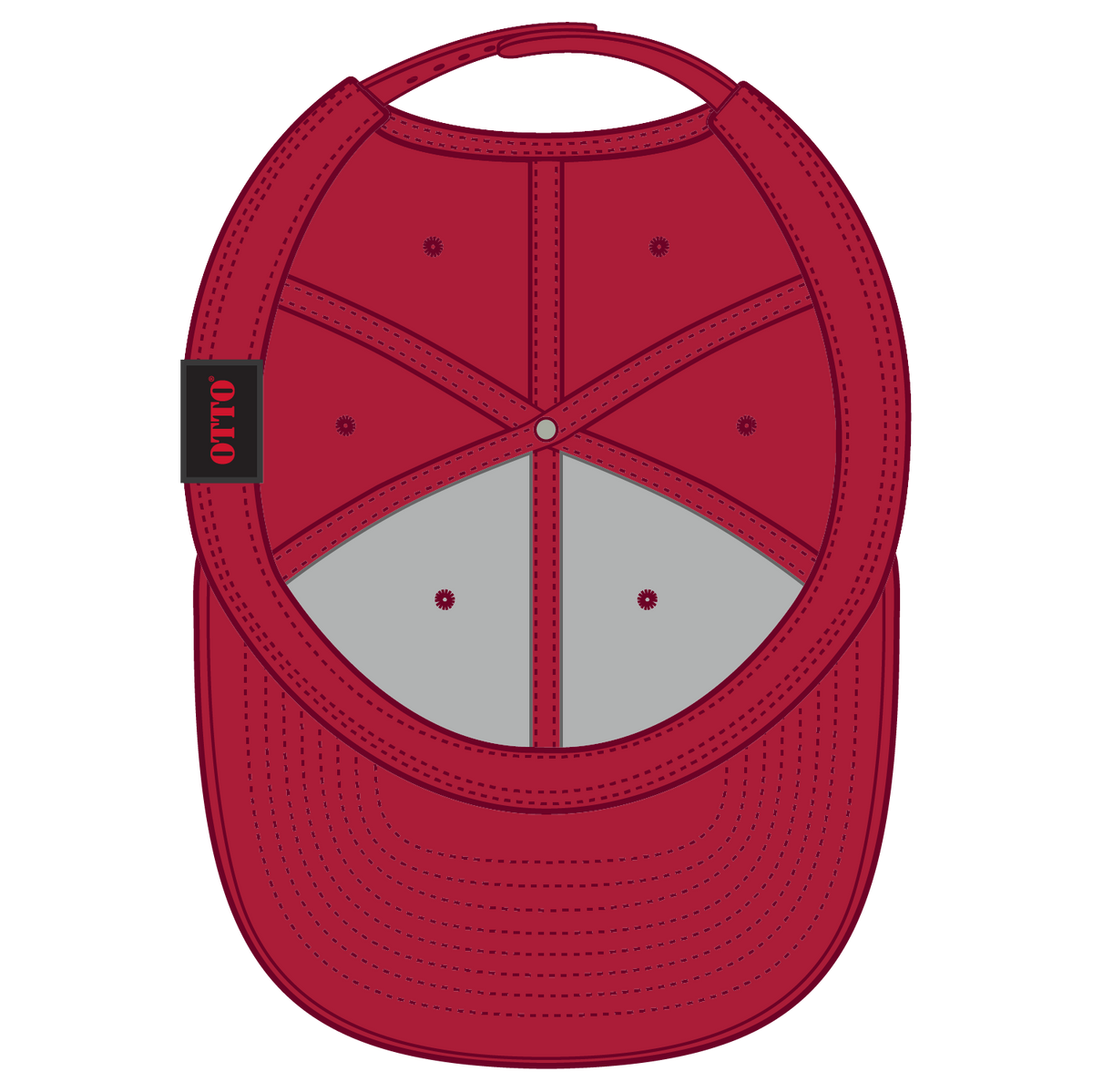 Inside View of 002 - Red OTTO CAP 6 Panel Mid Profile Baseball Cap