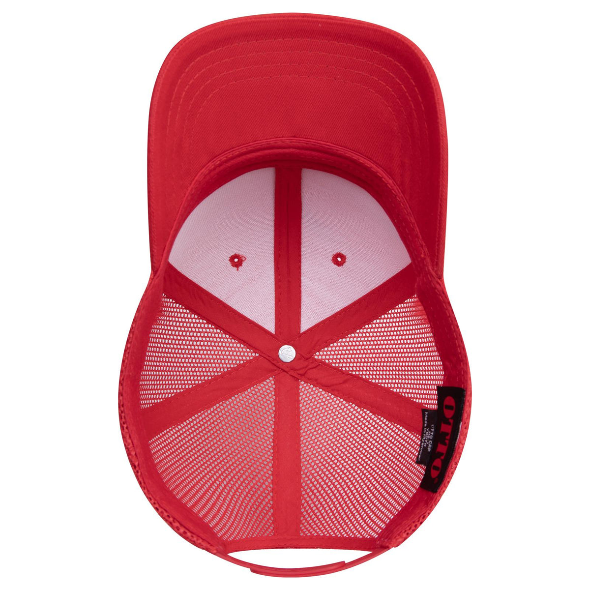 Inside View of 002 - Red OTTO CAP 6 Panel Mid Profile Mesh Back Trucker Hat