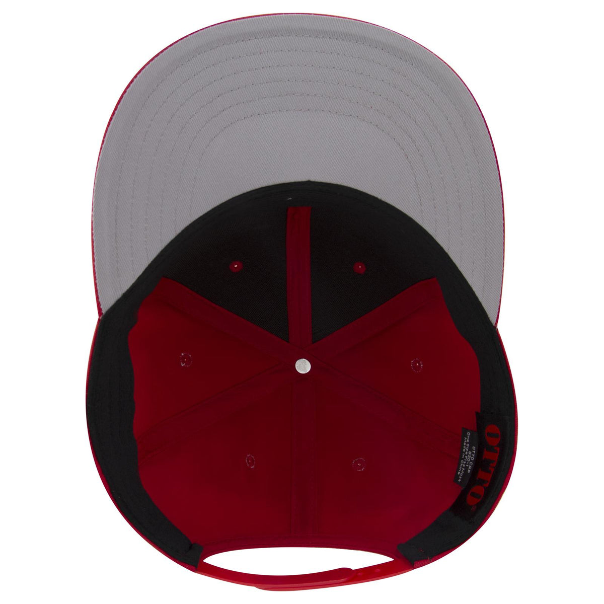 Inside View of 002 - Red OTTO CAP 6 Panel Pro Style Baseball Cap