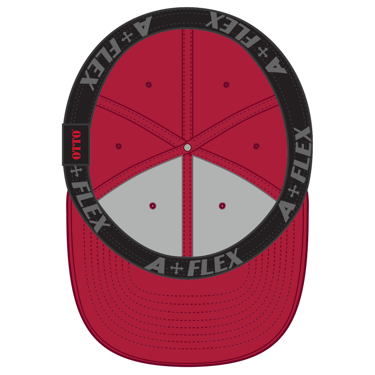 Inside View of 002 - Red OTTO CAP "OTTO A-FLEX" Fitted 6 Panel Low Profile Baseball Cap