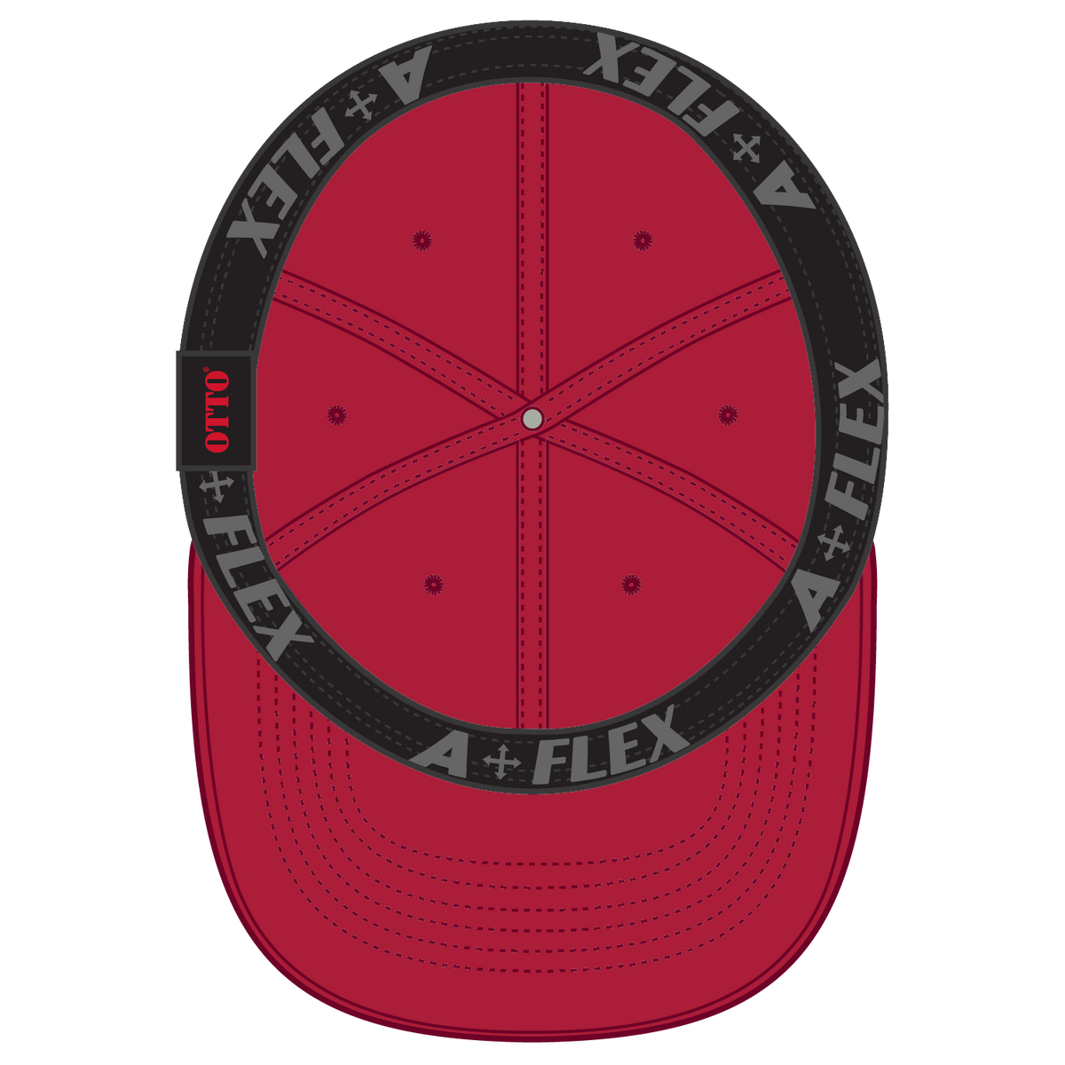 Inside View of 002 - Red OTTO CAP "OTTO A-FLEX" Fitted 6 Panel Low Profile Baseball Cap