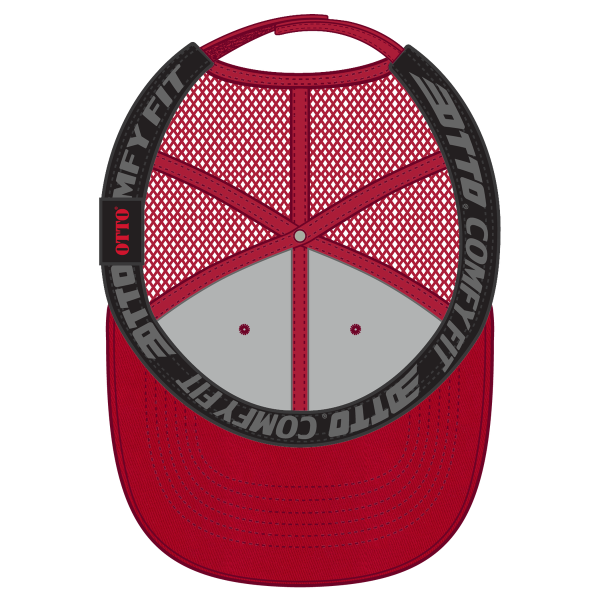 Inside View of 002 - Red OTTO CAP "OTTO COMFY FIT" 6 Panel Low Profile Baseball Cap