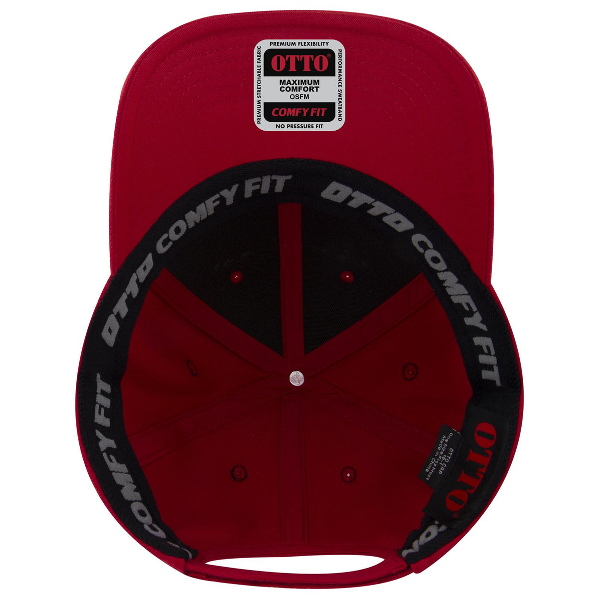 Inside View of 002 - Red OTTO CAP "OTTO COMFY FIT" 6 Panel Low Profile Baseball Cap