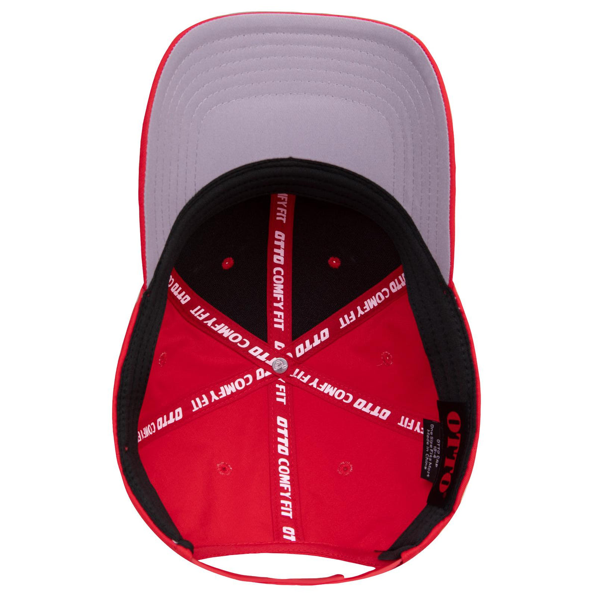 Inside View of 002 - Red OTTO CAP "OTTO COMFY FIT" 6 Panel Low Profile Baseball Cap