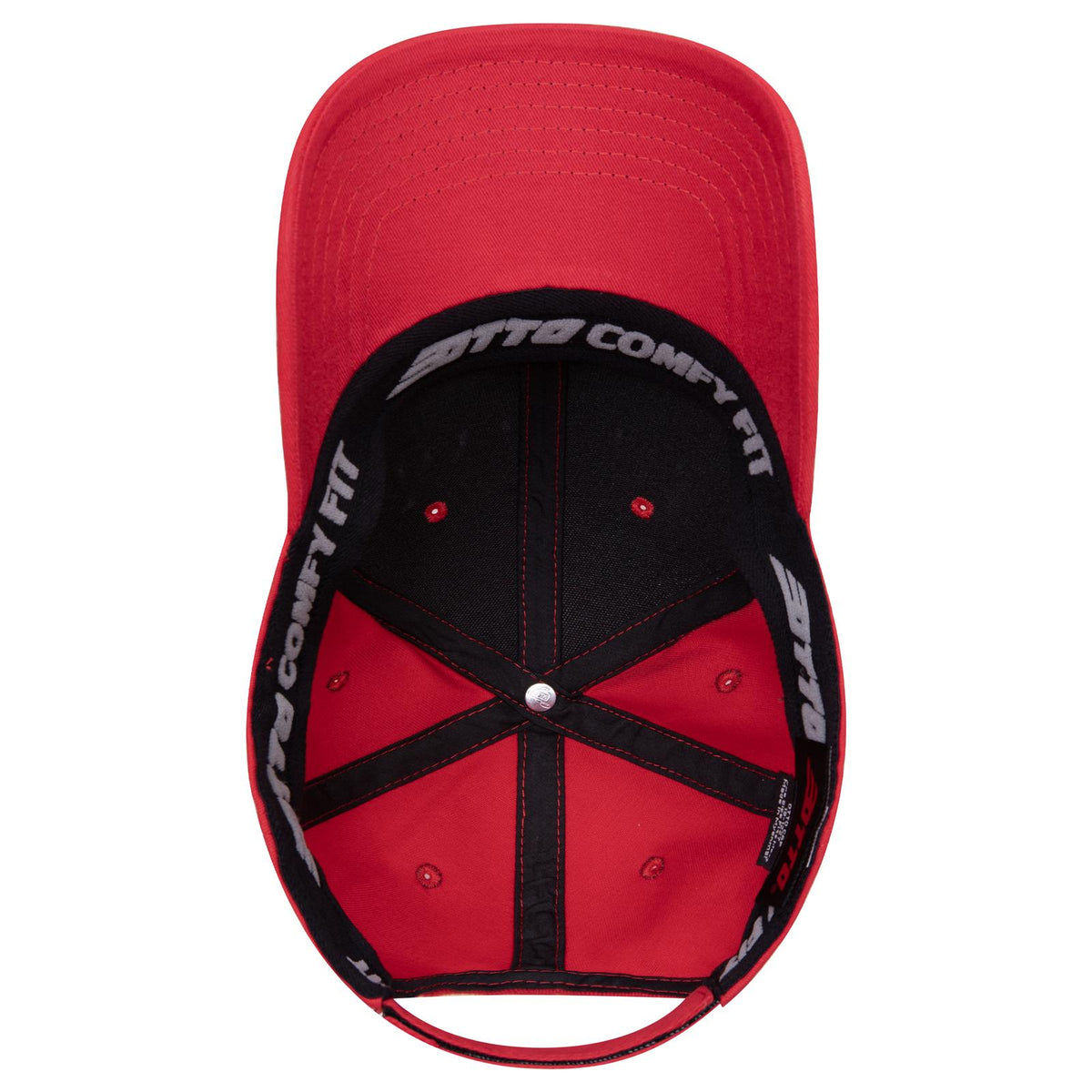 Inside View of 002 - Red OTTO CAP "OTTO COMFY FIT" 6 Panel Low Profile Baseball Cap