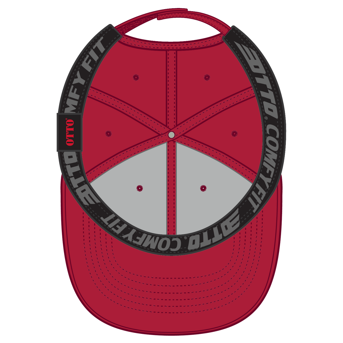 Inside View of 002 - Red OTTO CAP "OTTO COMFY FIT" 6 Panel Low Profile Baseball Cap