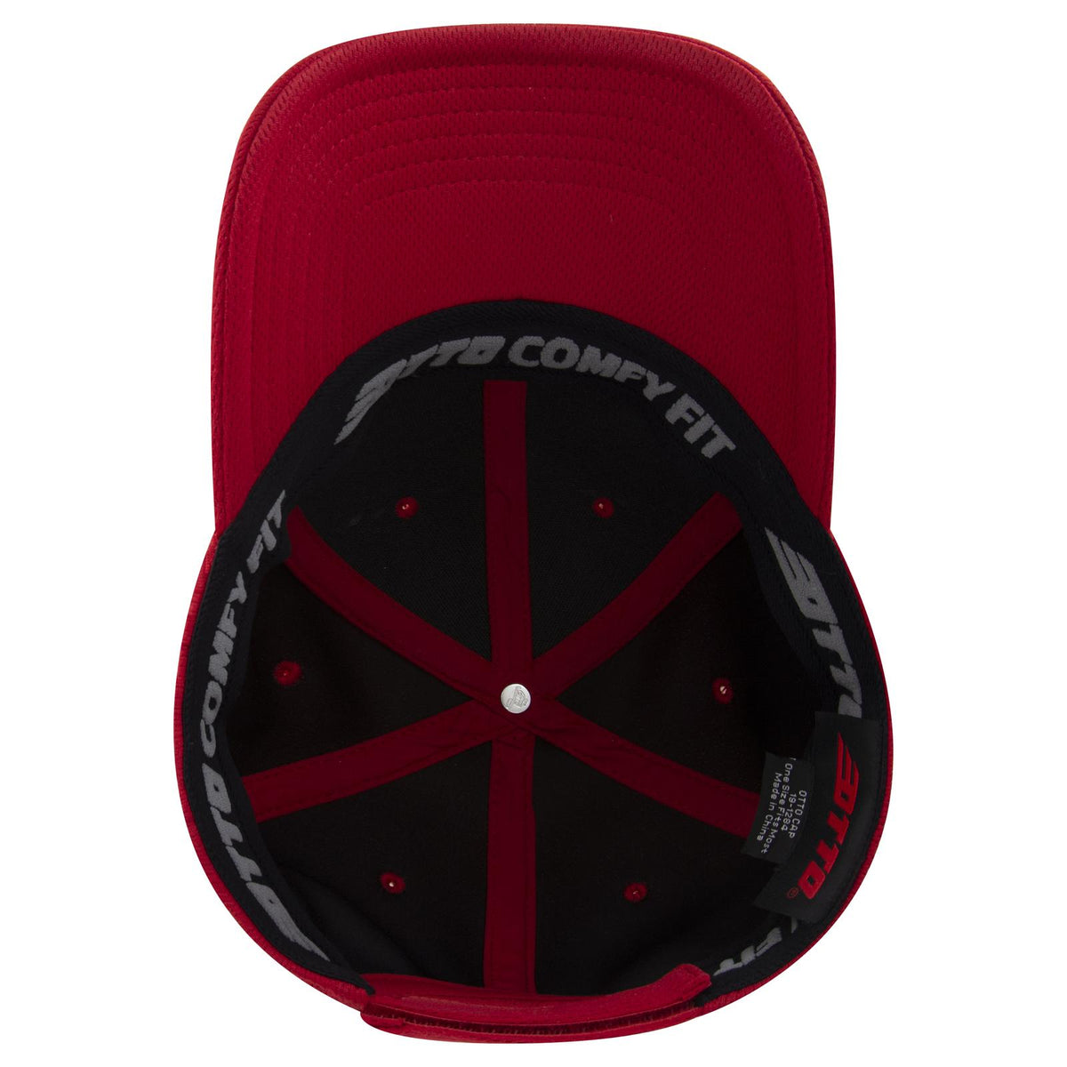 Inside View of 002 - Red OTTO CAP "OTTO COMFY FIT" 6 Panel Low Profile Baseball Cap
