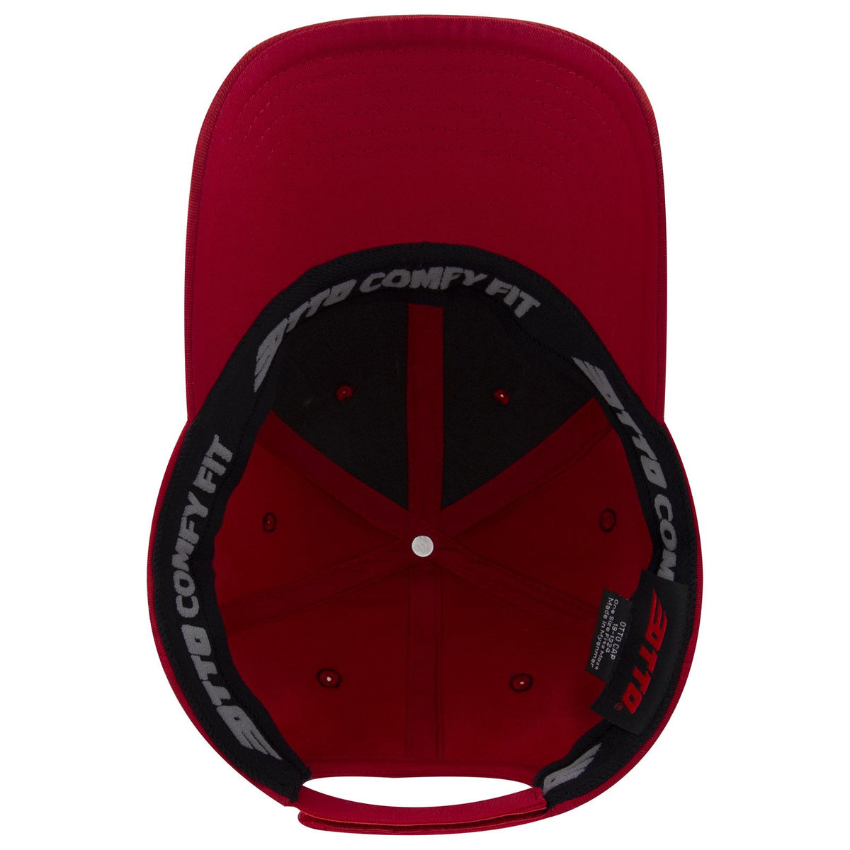 Inside View of 002 - Red OTTO CAP "OTTO COMFY FIT" 6 Panel Low Profile Baseball Cap