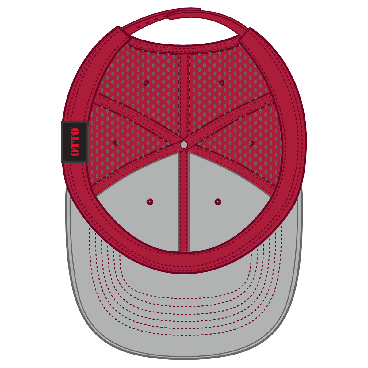 Inside View of 002 - Red OTTO CAP "OTTO COMFY FIT" 6 Panel Mid Profile Baseball Cap