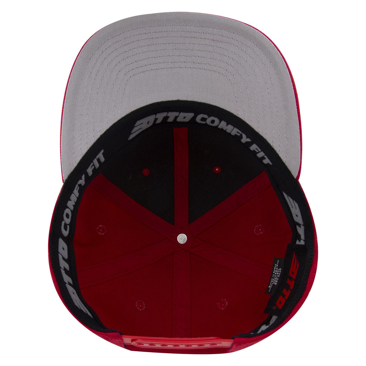 Inside View of 002 - Red OTTO CAP "OTTO COMFY FIT" 6 Panel Pro Style Snapback Hat