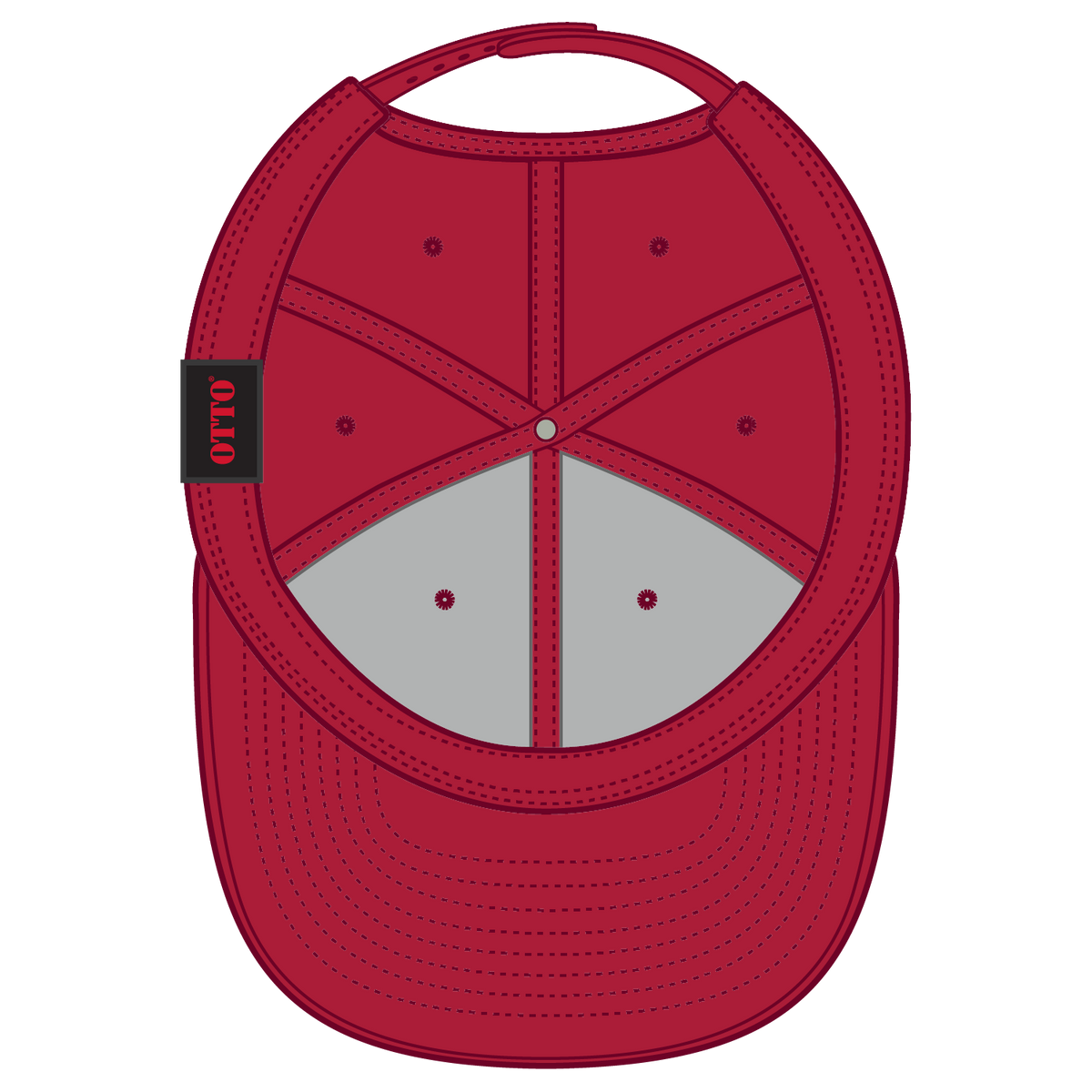 Inside View of 002 - Red OTTO CAP "OTTO COMFY FIT" 6 Panel Pro Style Snapback Hat