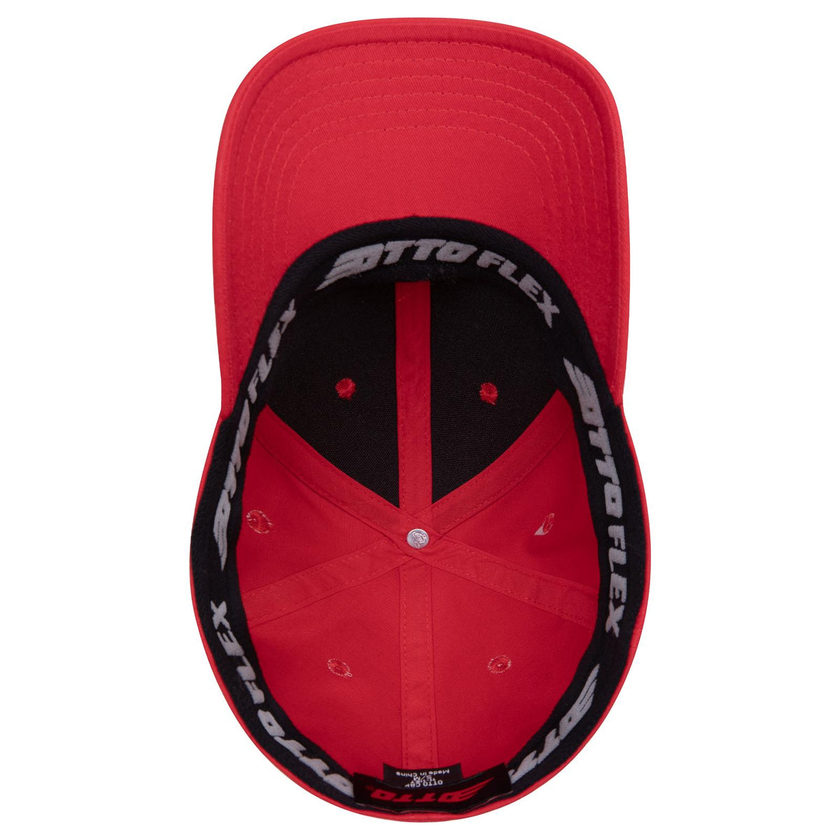Inside View of 002 - Red OTTO CAP "OTTO FLEX" Fitted 6 Panel Low Profile Baseball Cap