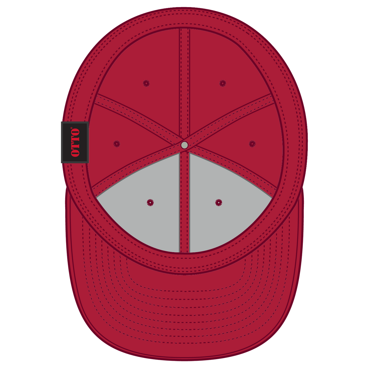 Inside View of 002 - Red OTTO CAP "OTTO FLEX" Fitted 6 Panel Low Profile Baseball Cap