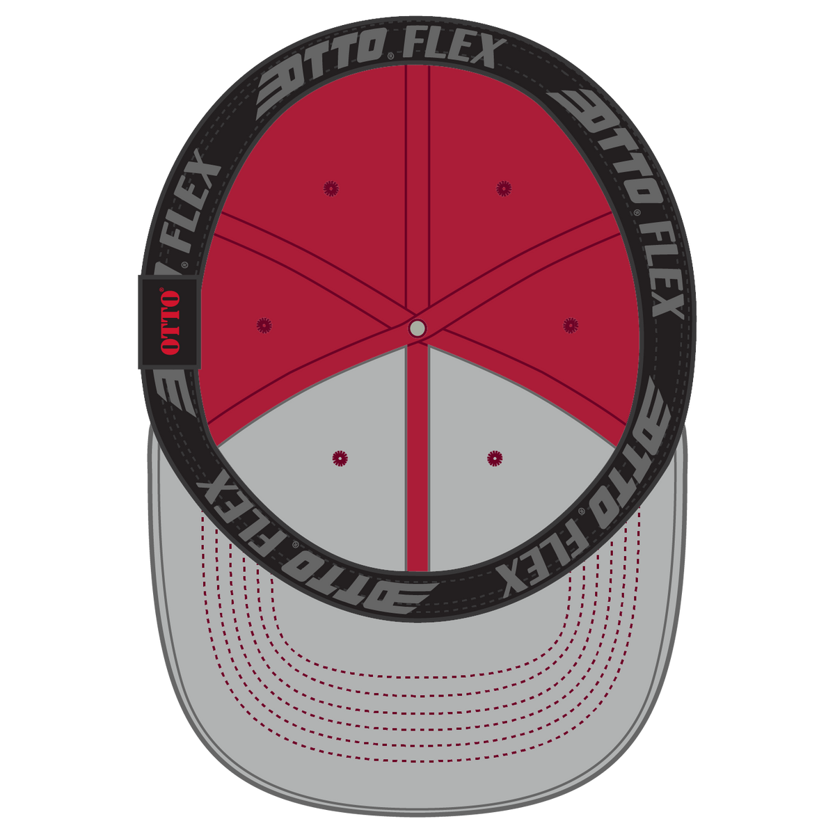 Inside View of 002 - Red OTTO CAP "OTTO FLEX" Fitted 6 Panel Low Profile Baseball Cap