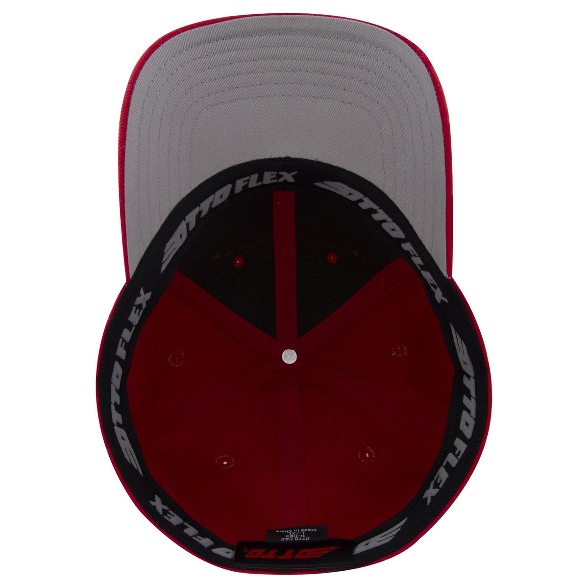 Inside View of 002 - Red OTTO CAP "OTTO FLEX" Fitted 6 Panel Low Profile Baseball Cap