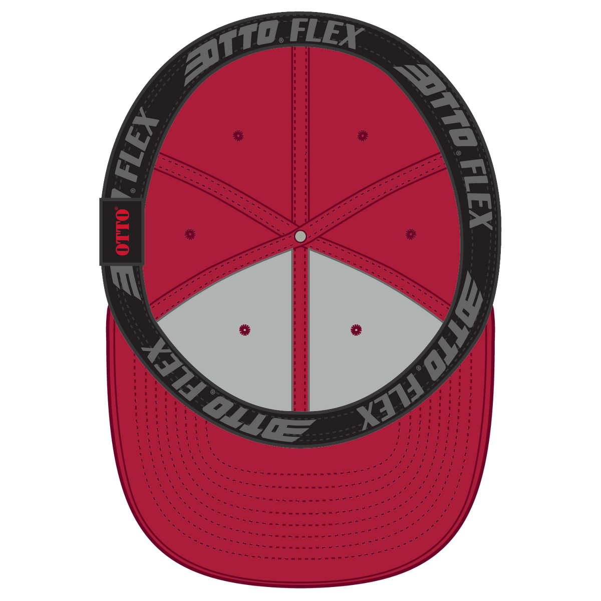 Inside View of 002 - Red OTTO CAP "OTTO FLEX" Fitted 6 Panel Pro Style Baseball Cap