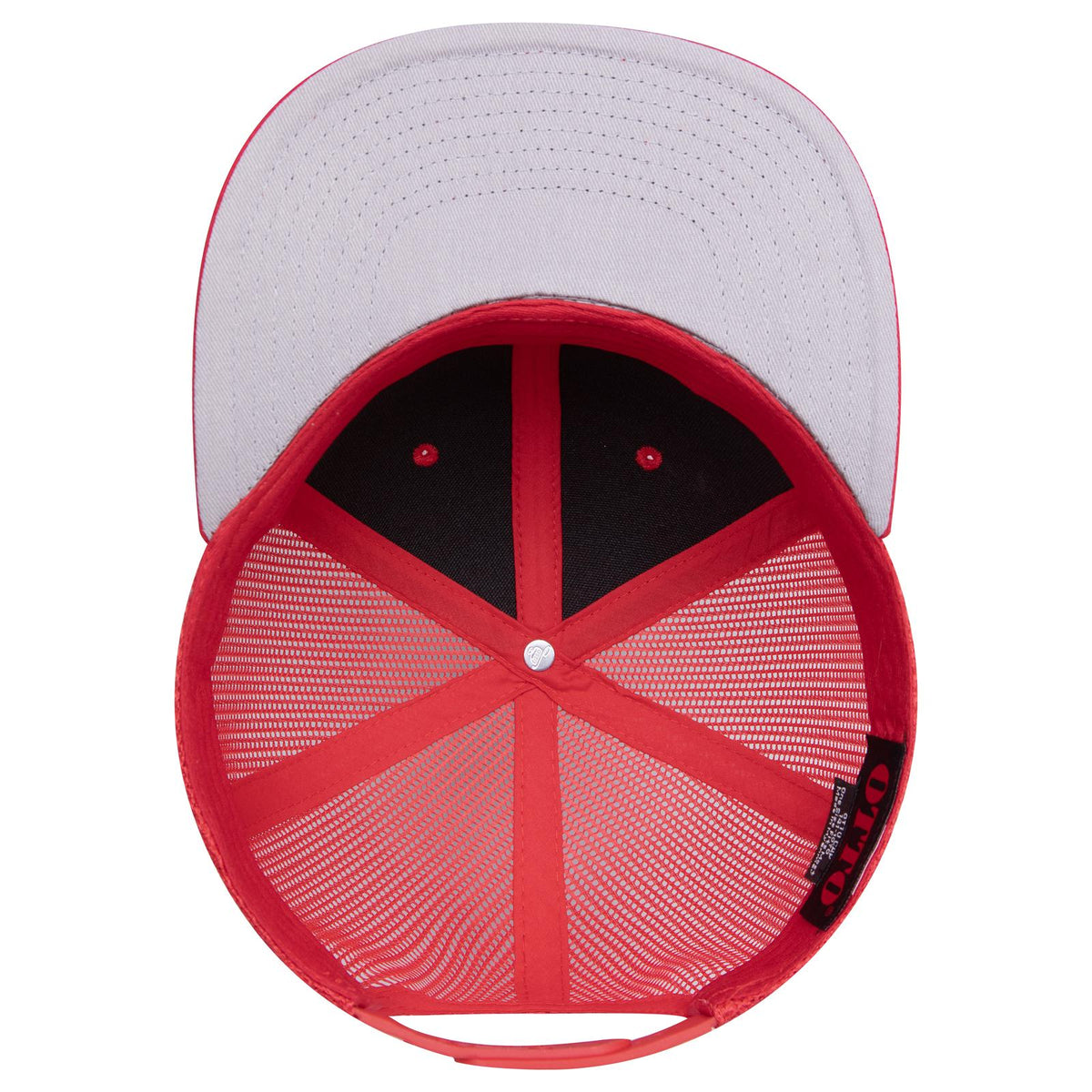 Inside View of 002 - Red OTTO CAP "OTTO SNAP" 6 Panel Pro Style Mesh Back Trucker Snapback Hat