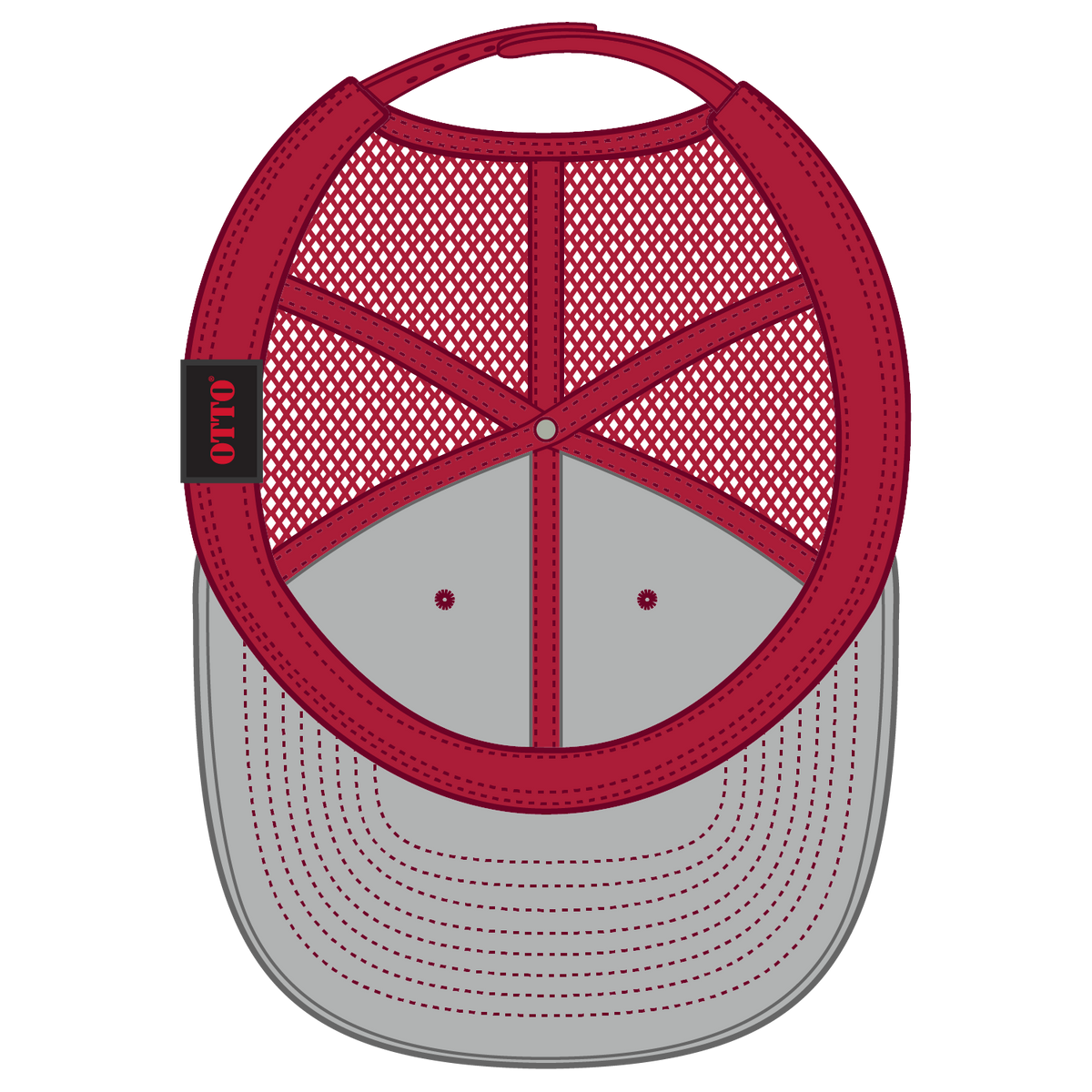 Inside View of 002 - Red OTTO CAP "OTTO SNAP" 6 Panel Pro Style Mesh Back Trucker Snapback Hat