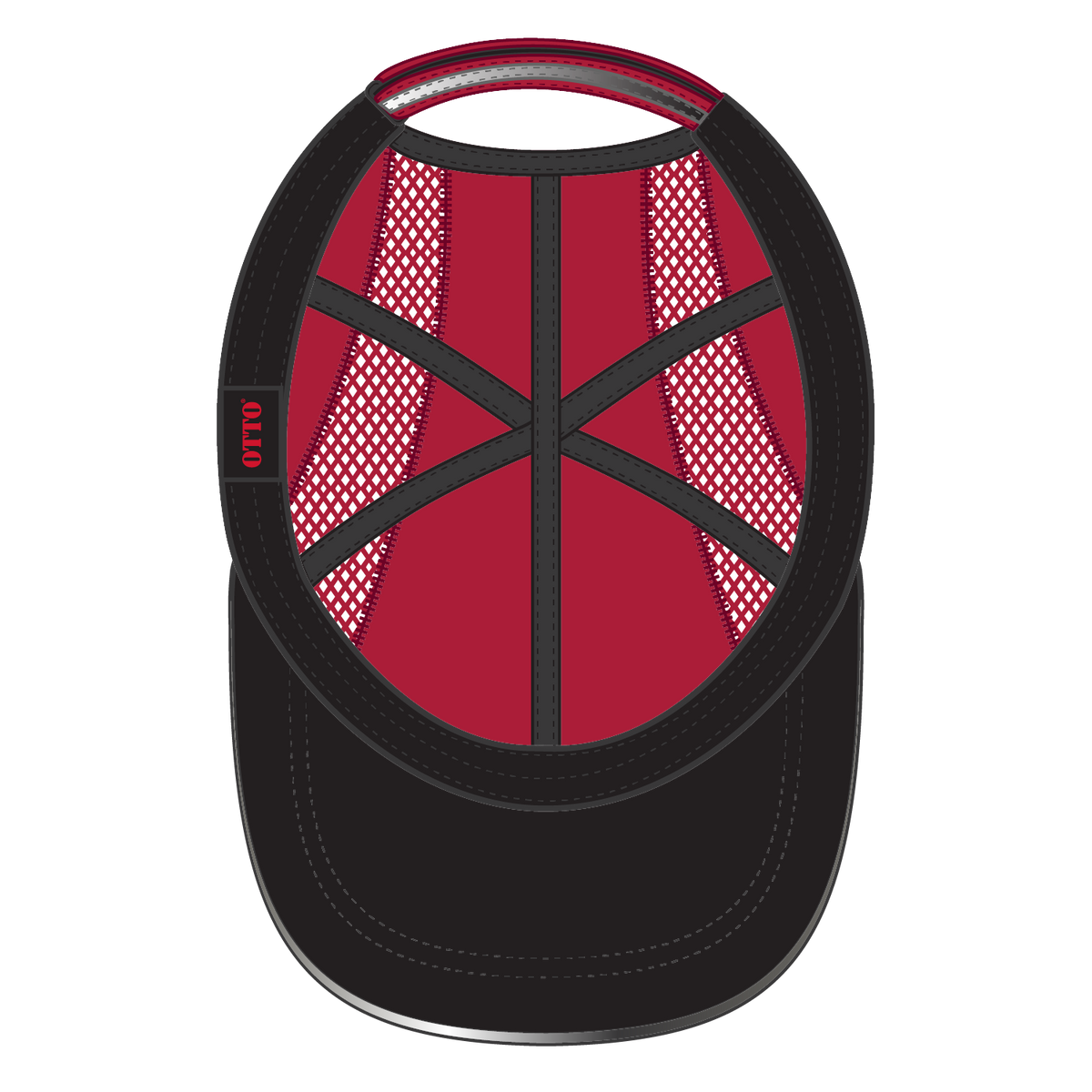 Inside View of 002 - Red OTTO CAP Reflective 6 Panel Running Cap