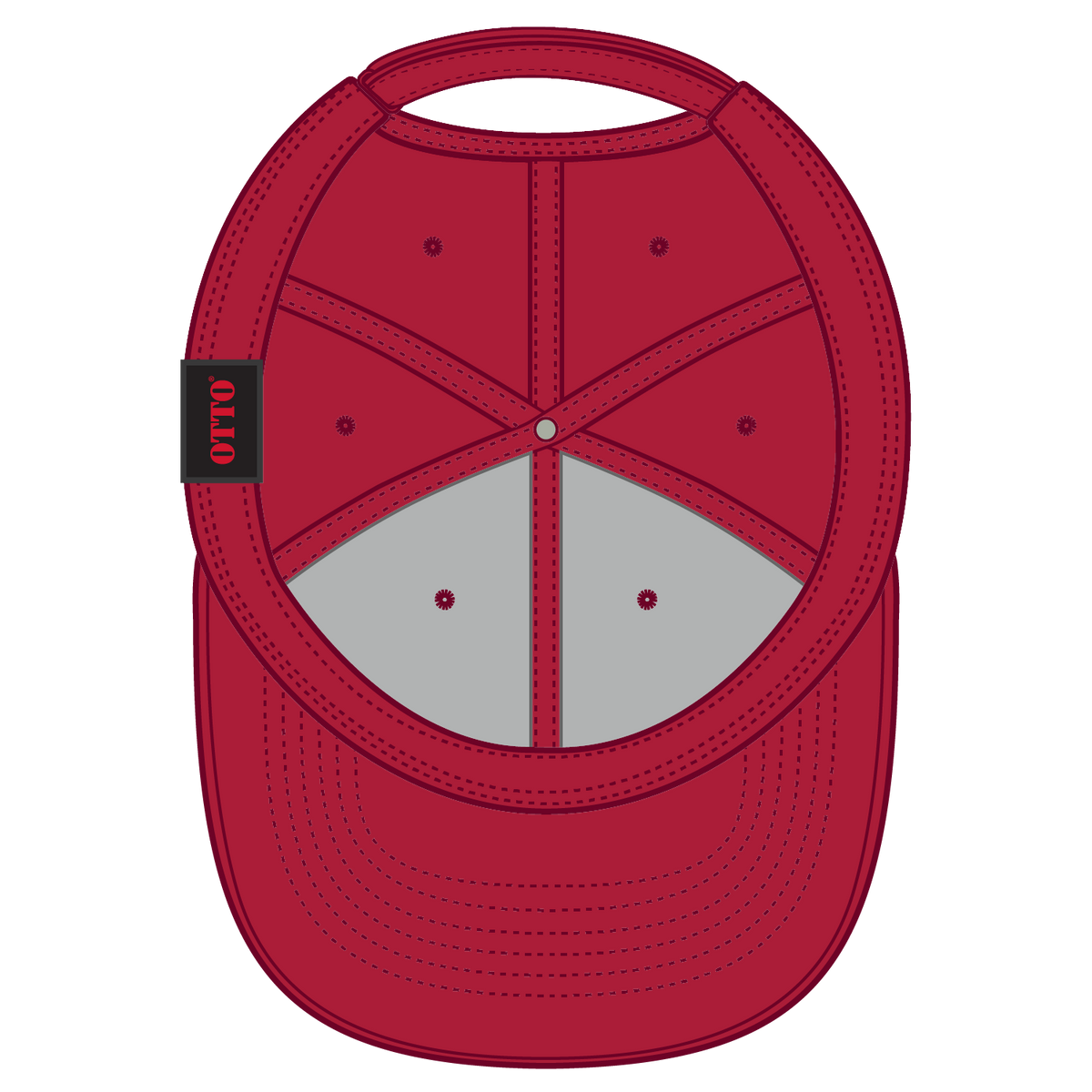 Inside View of 002 - Red OTTO CAP UPF 50+ 6 Panel Low Profile Baseball Cap