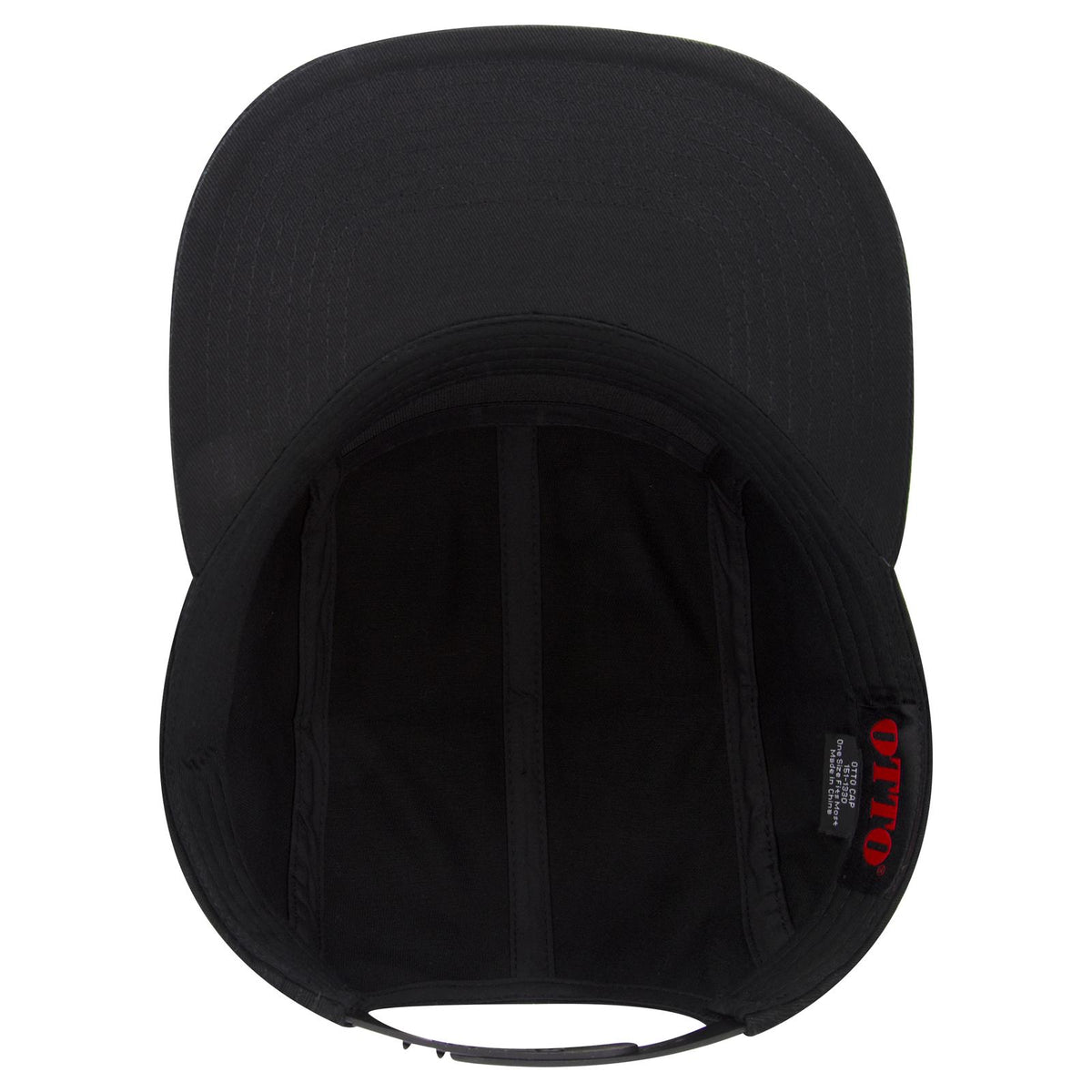Inside View of 003 - Black OTTO CAP 5 Panel Camper Hat