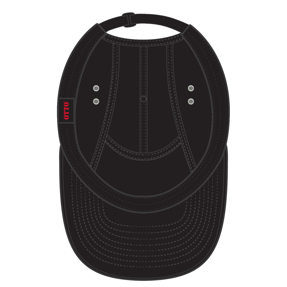 Inside View of 003 - Black OTTO CAP 5 Panel Camper Hat