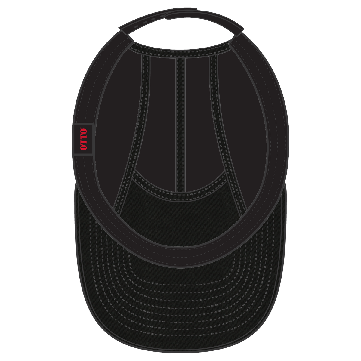 Inside View of 003 - Black OTTO CAP 5 Panel Camper Hat