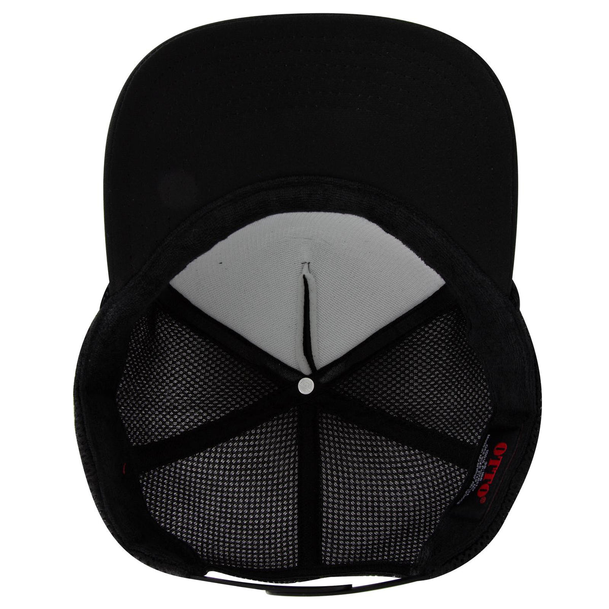 Inside View of 003 - Black OTTO CAP 5 Panel High Crown Air Mesh Back Trucker Hat