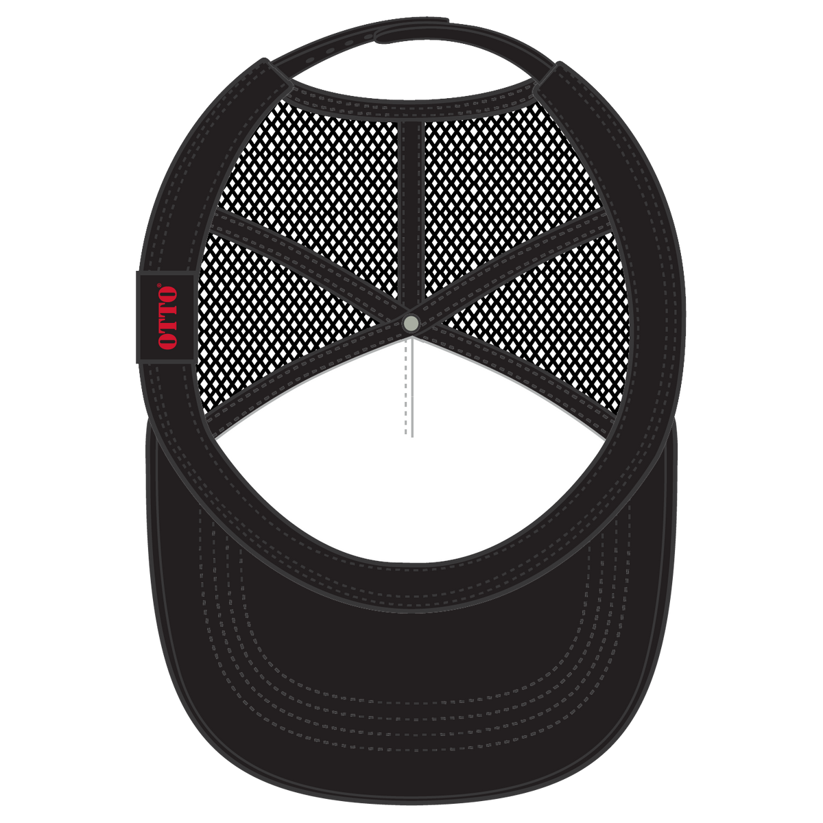 Inside View of 003 - Black OTTO CAP 5 Panel High Crown Mesh Back Trucker Hat