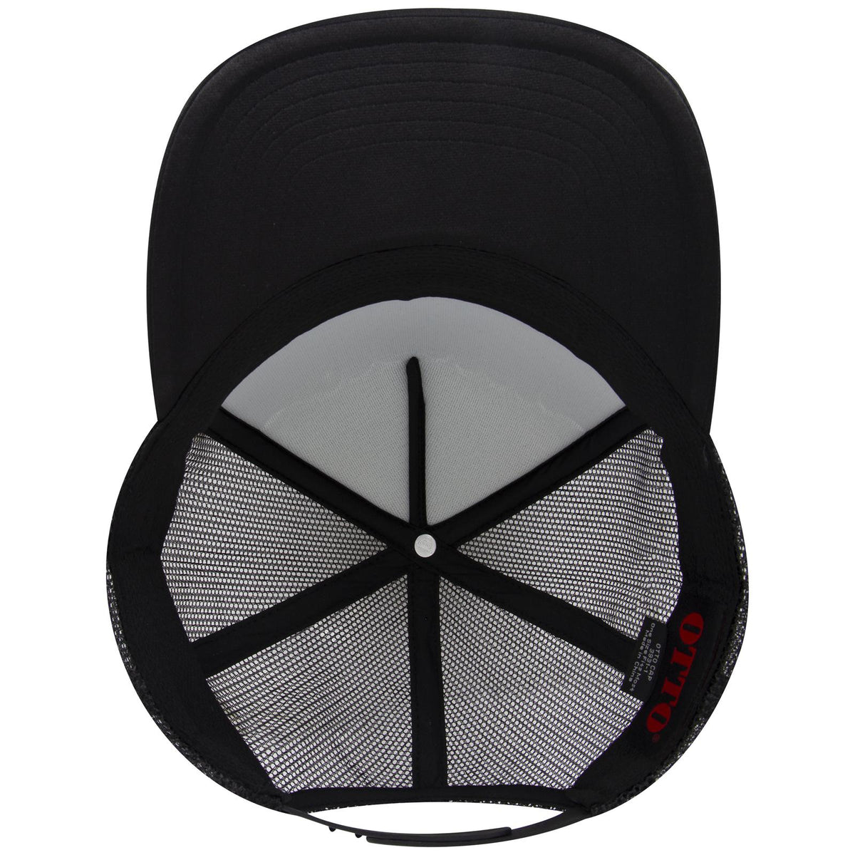 Inside View of 003 - Black OTTO CAP 5 Panel High Crown Mesh Back Trucker Hat