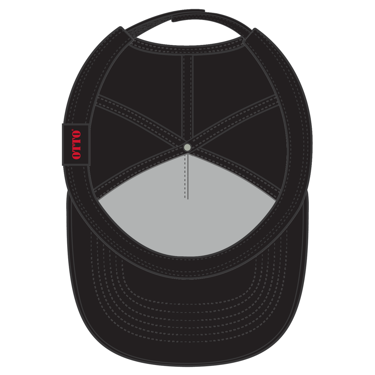 Inside View of 003 - Black OTTO CAP 5 Panel Mid Profile Baseball Cap