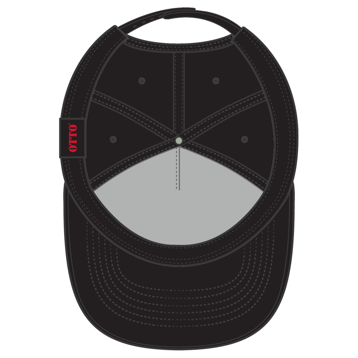 Inside View of 003 - Black OTTO CAP 5 Panel Mid Profile Baseball Cap