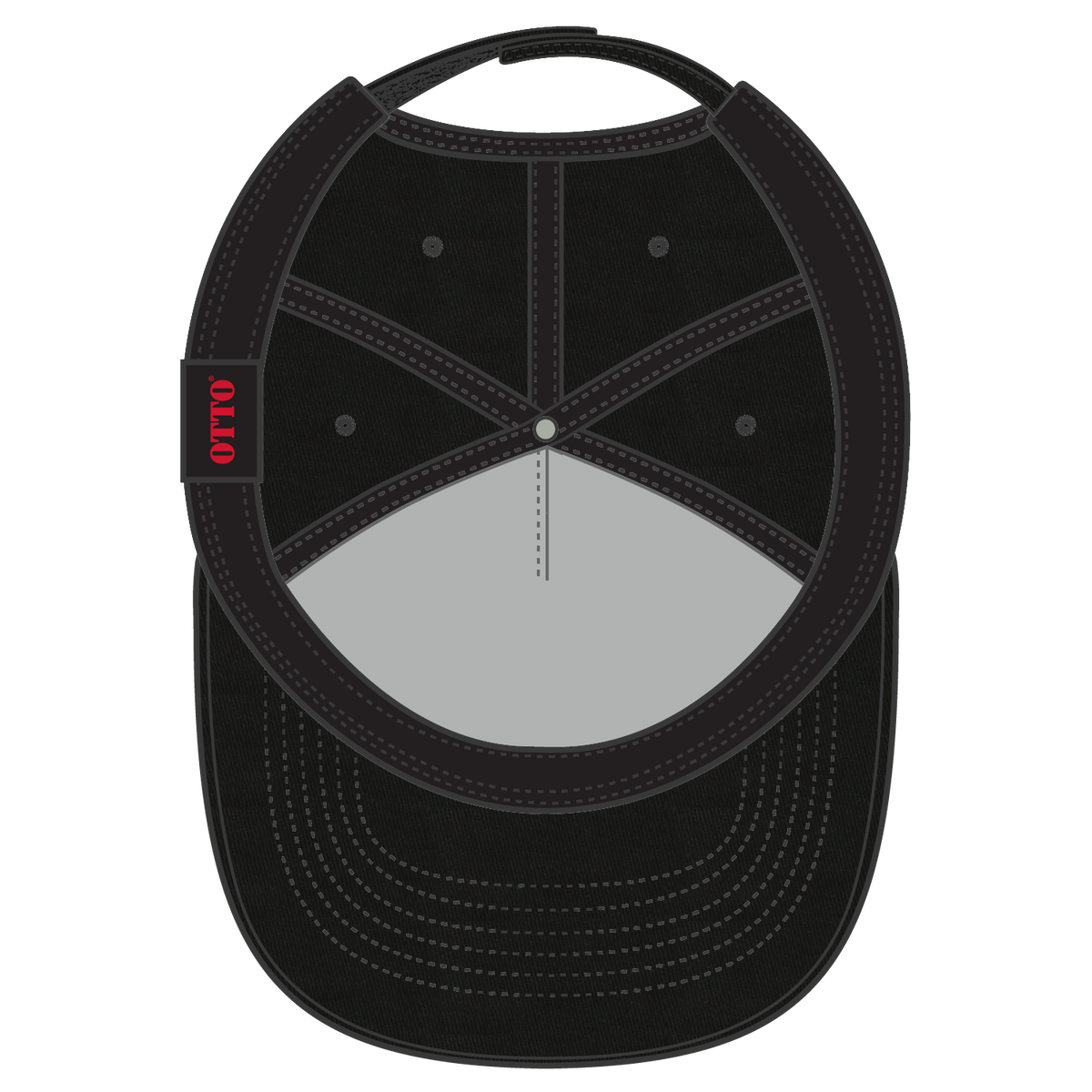 Inside View of 003 - Black OTTO CAP 5 Panel Mid Profile Baseball Cap