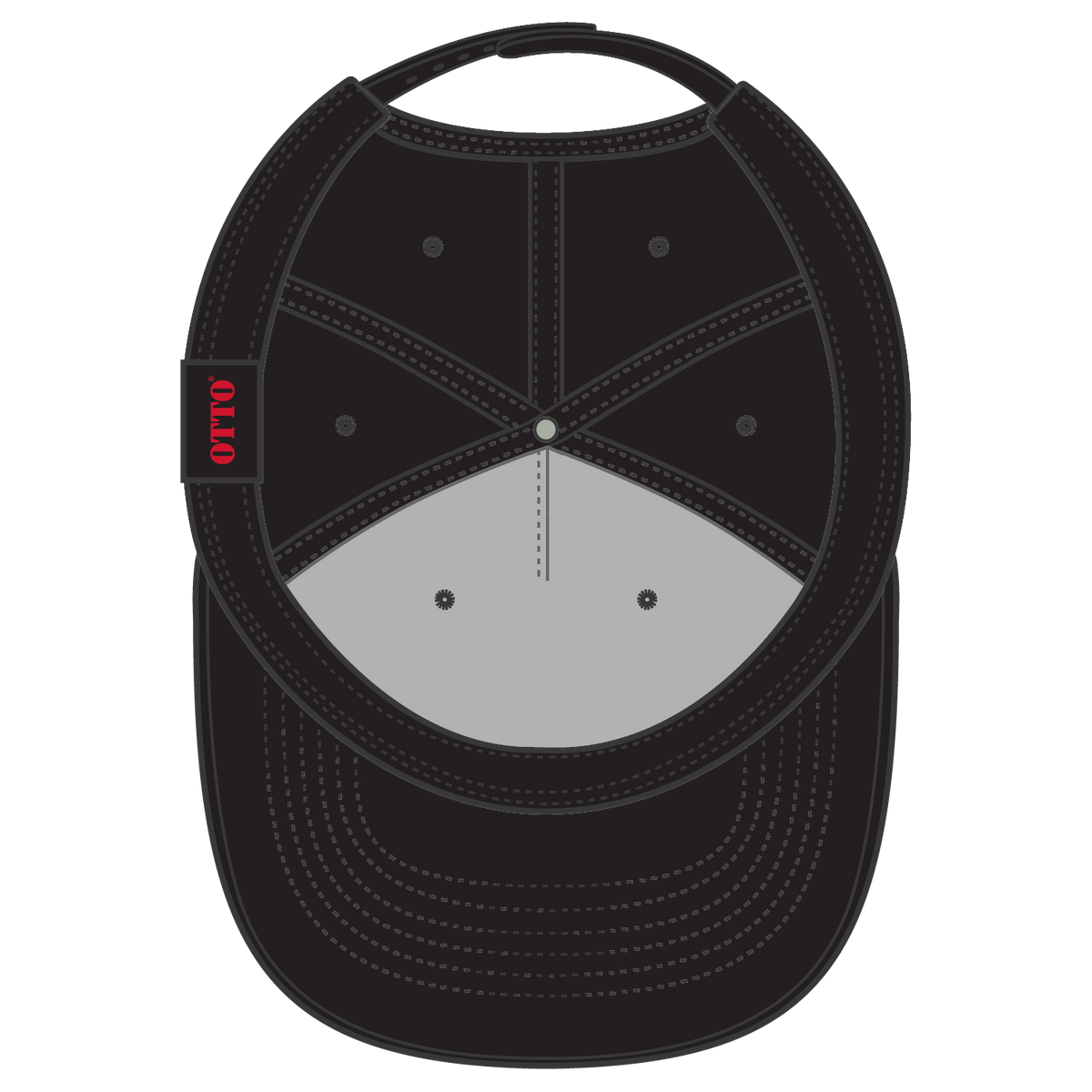 Inside View of 003 - Black OTTO CAP 5 Panel Mid Profile Baseball Cap