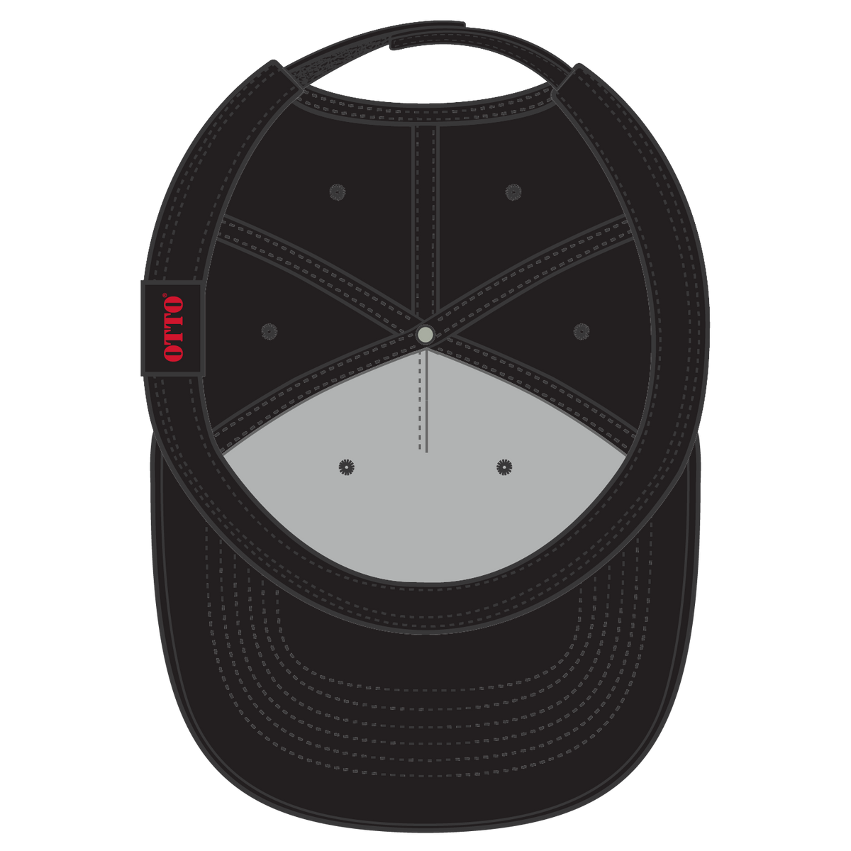 Inside View of 003 - Black OTTO CAP 5 Panel Mid Profile Baseball Cap