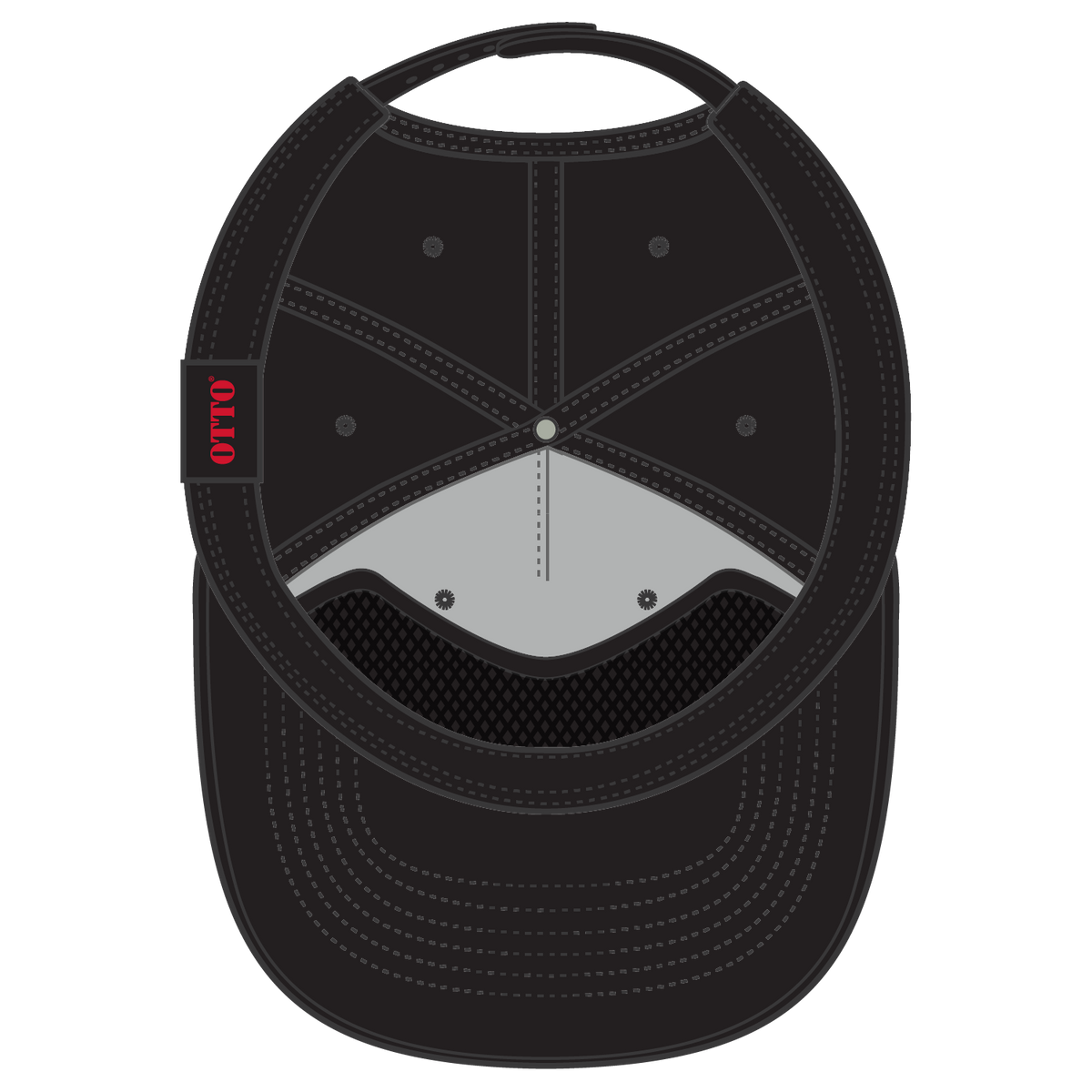 Inside View of 003 - Black OTTO CAP 5 Panel Mid Profile Baseball Hat