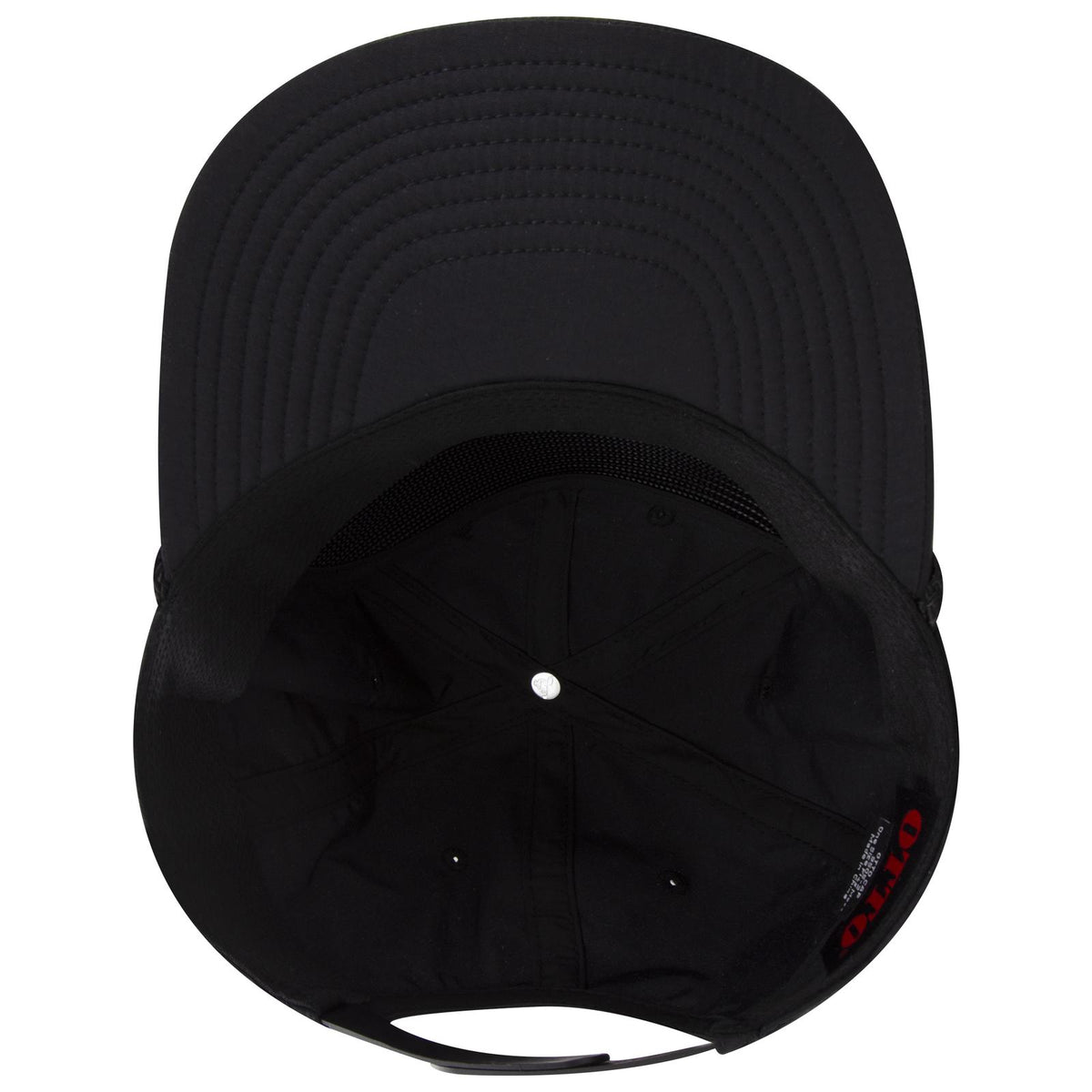 Inside View of 003 - Black OTTO CAP 5 Panel Pro Style Baseball Cap