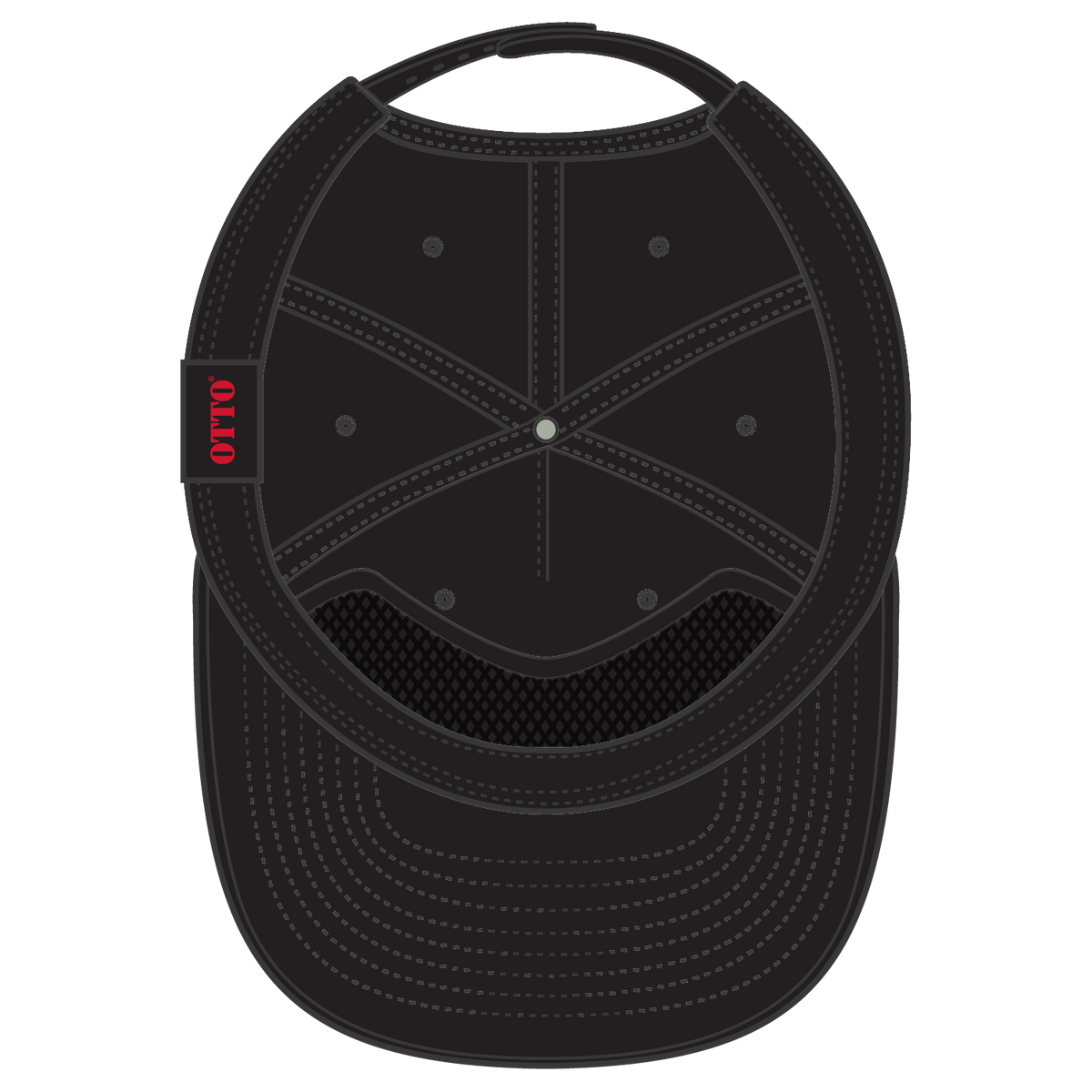 Inside View of 003 - Black OTTO CAP 5 Panel Pro Style Baseball Cap