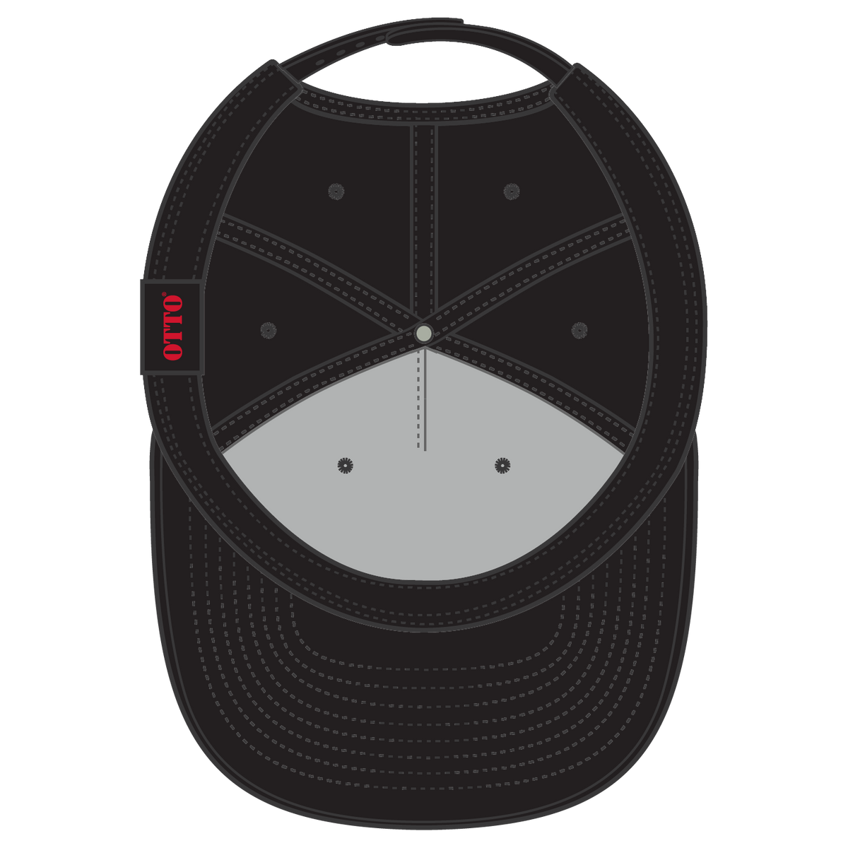 Inside View of 003 - Black OTTO CAP 5 Panel Pro Style Baseball Cap