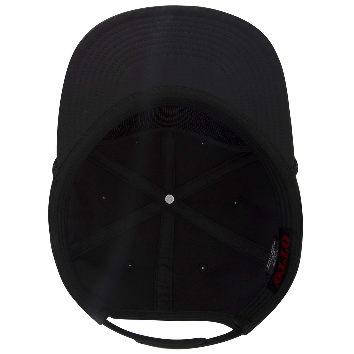 Inside View of 003 - Black OTTO CAP 5 Panel Pro Style Baseball Cap