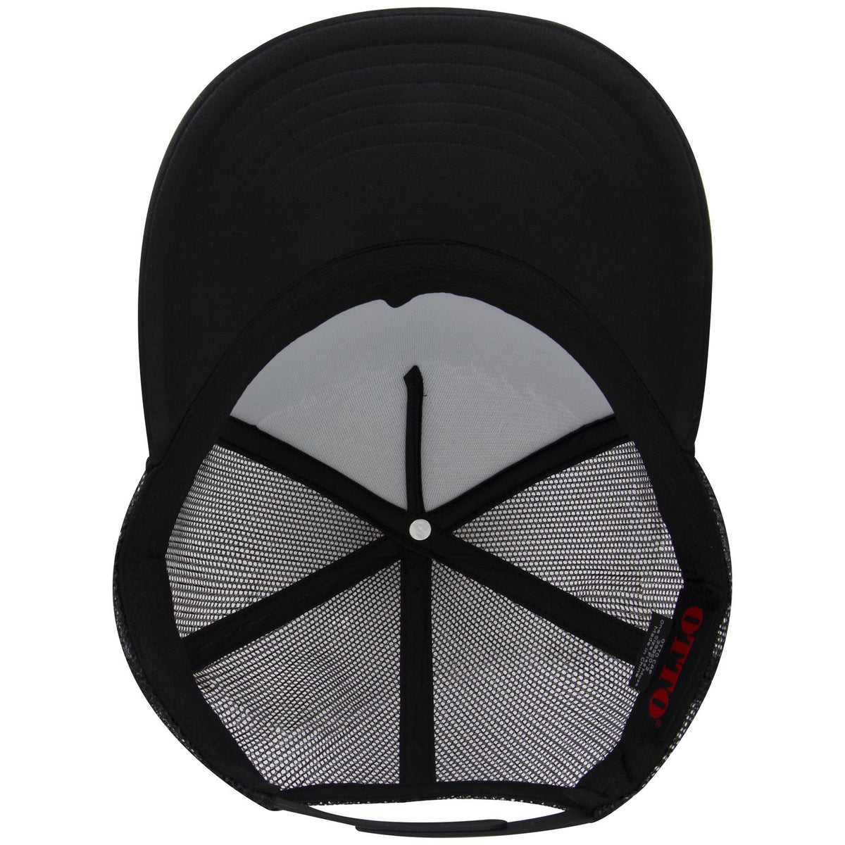 Inside View of 003 - Black OTTO CAP 5 Panel Pro Style Mesh Back Trucker Hat