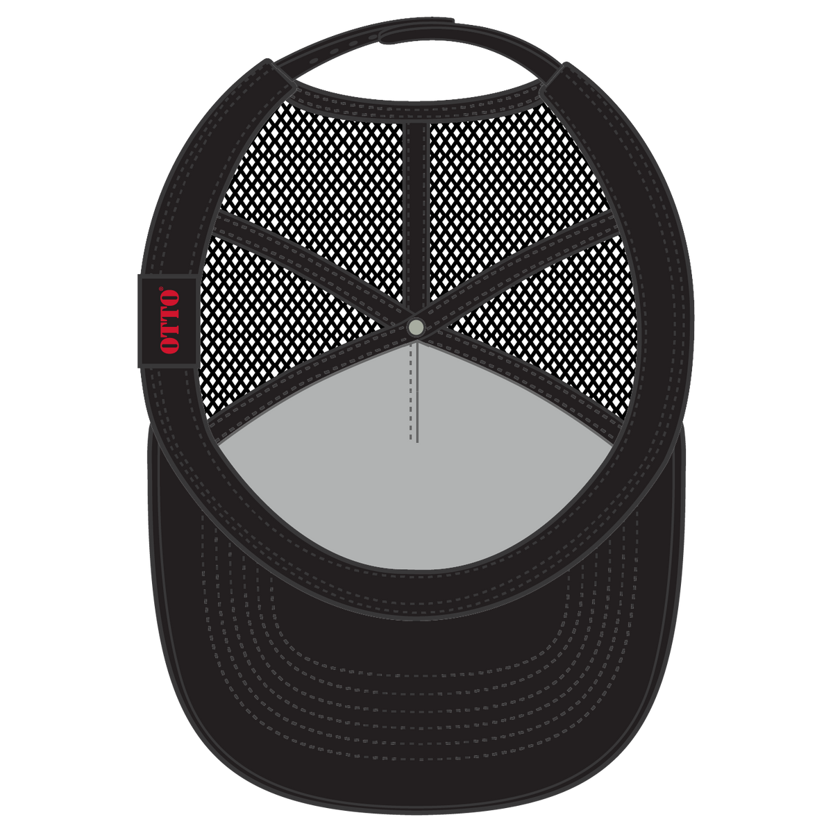 Inside View of 003 - Black OTTO CAP 5 Panel Pro Style Mesh Back Trucker Hat