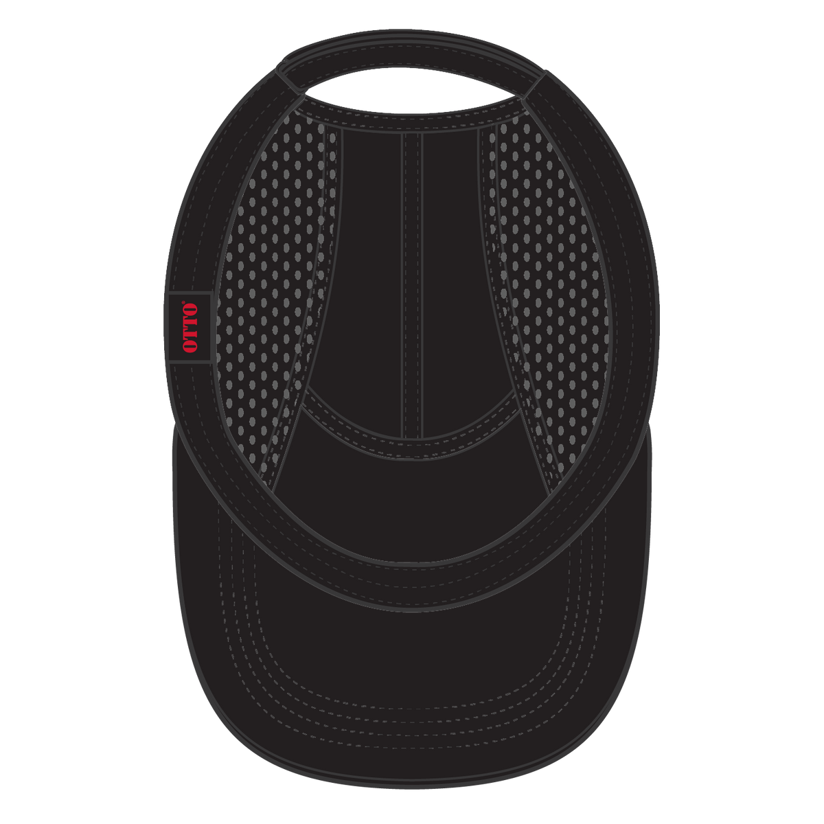 Inside View of 003 - Black OTTO CAP 5 Panel Running Hat w/ Elastic Soft Visor